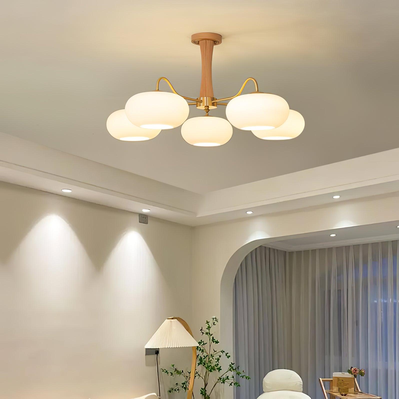 Lustra Chandelier Brass Wooden Persimmon - Letslighting