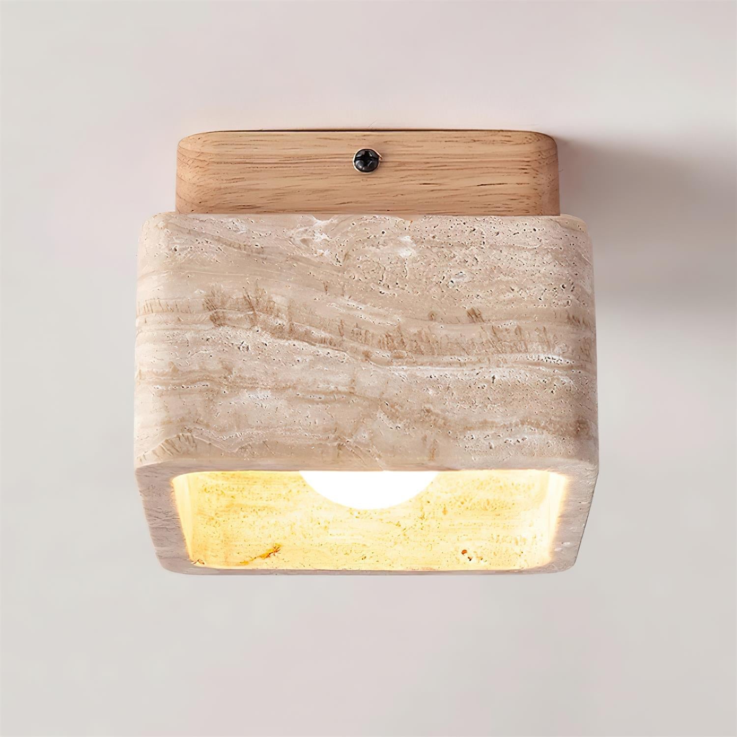 Vellin Travertine Square Flush Mount Ceiling Light - Neutralighting