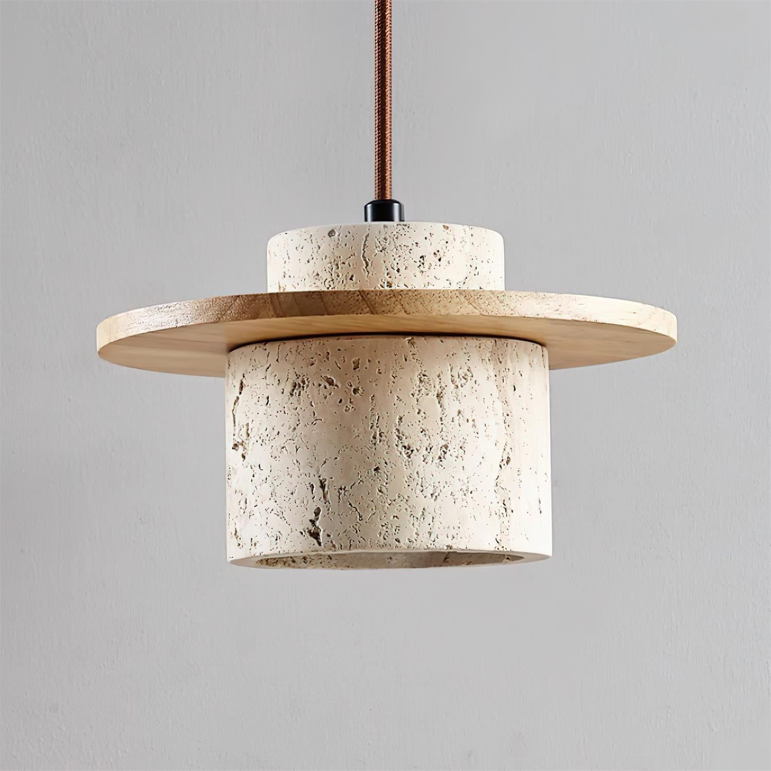 Virelli Applique Murale Cylindre en Travertin Bois de Noyer Scandinave - Neutralighting