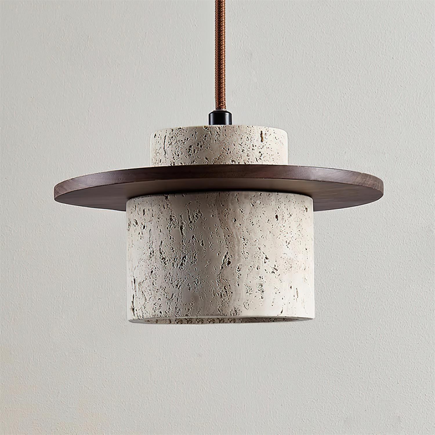 Virelli Applique Murale Cylindre en Travertin Bois de Noyer Scandinave - Neutralighting