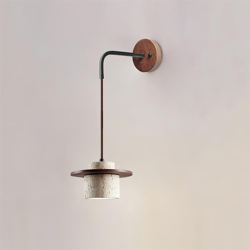 Virelli Applique Murale Cylindre en Travertin Bois de Noyer Scandinave - Neutralighting