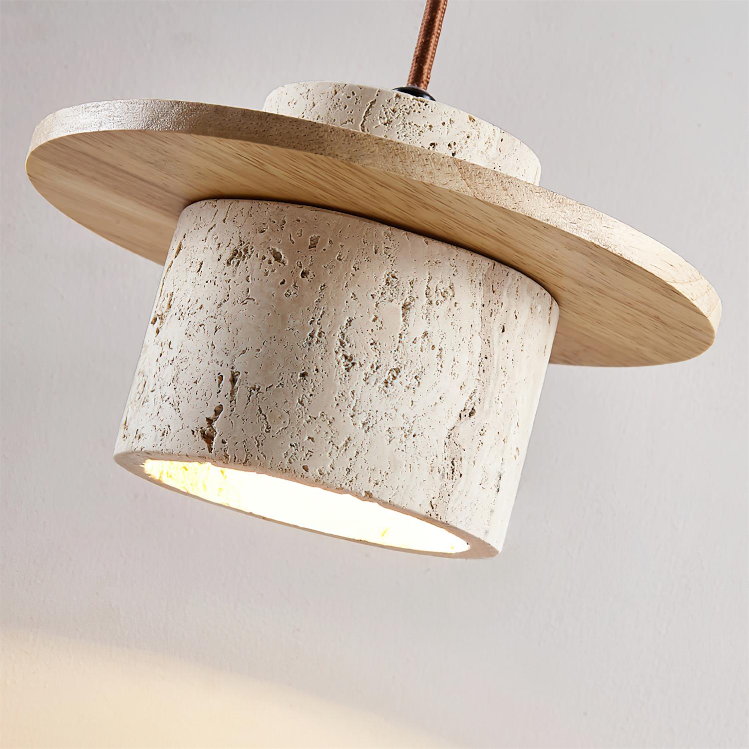 Virelli Applique Murale Cylindre en Travertin Bois de Noyer Scandinave - Neutralighting