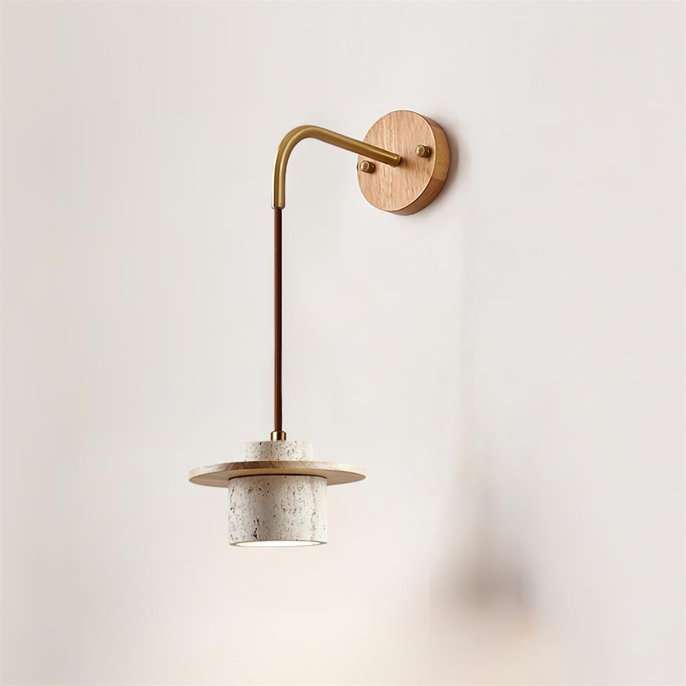 Virelli Applique Murale Cylindre en Travertin Bois de Noyer Scandinave - Neutralighting