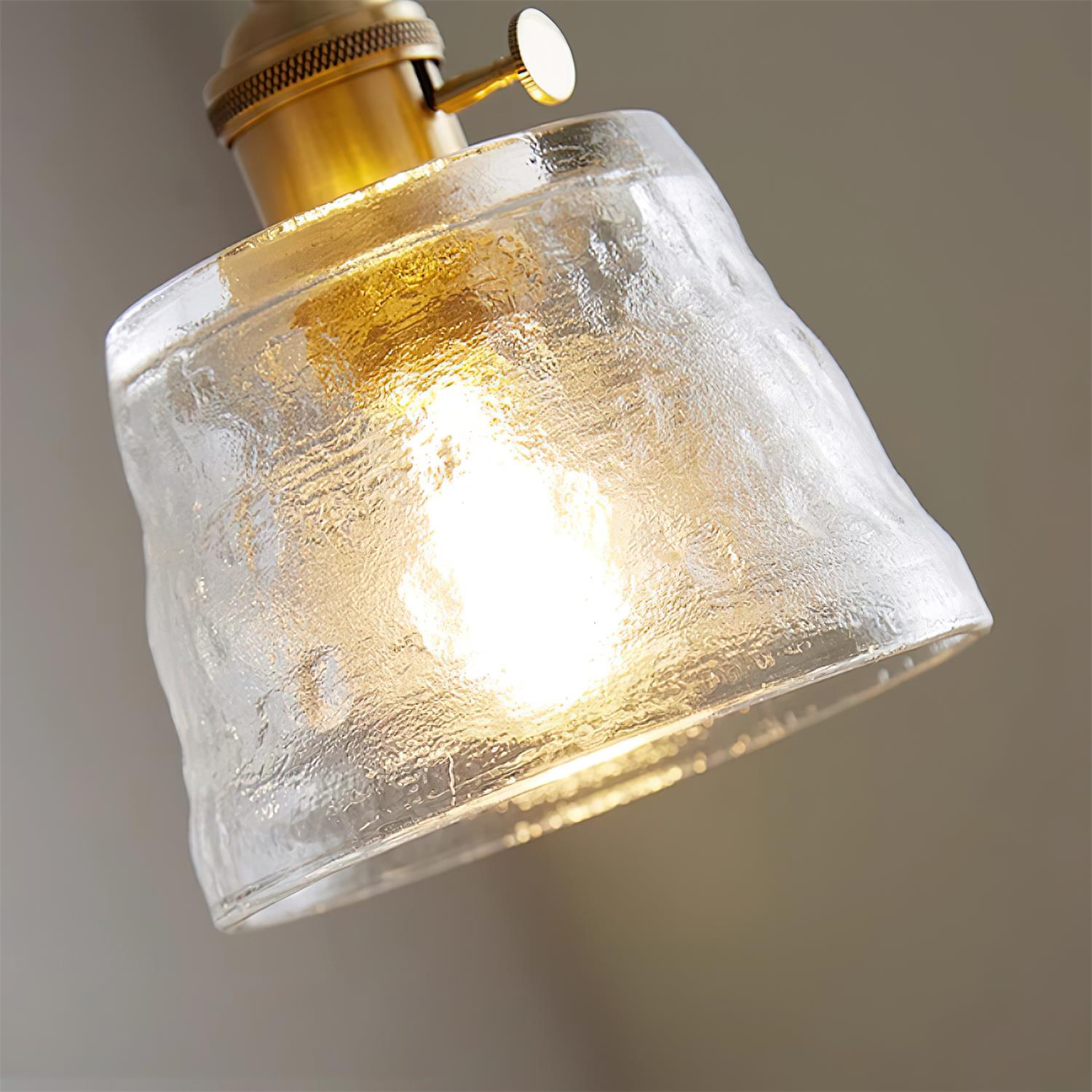 Pendant Lamp Brass and Glass Textured Shade Artisan Vintage Accent - Letslighting
