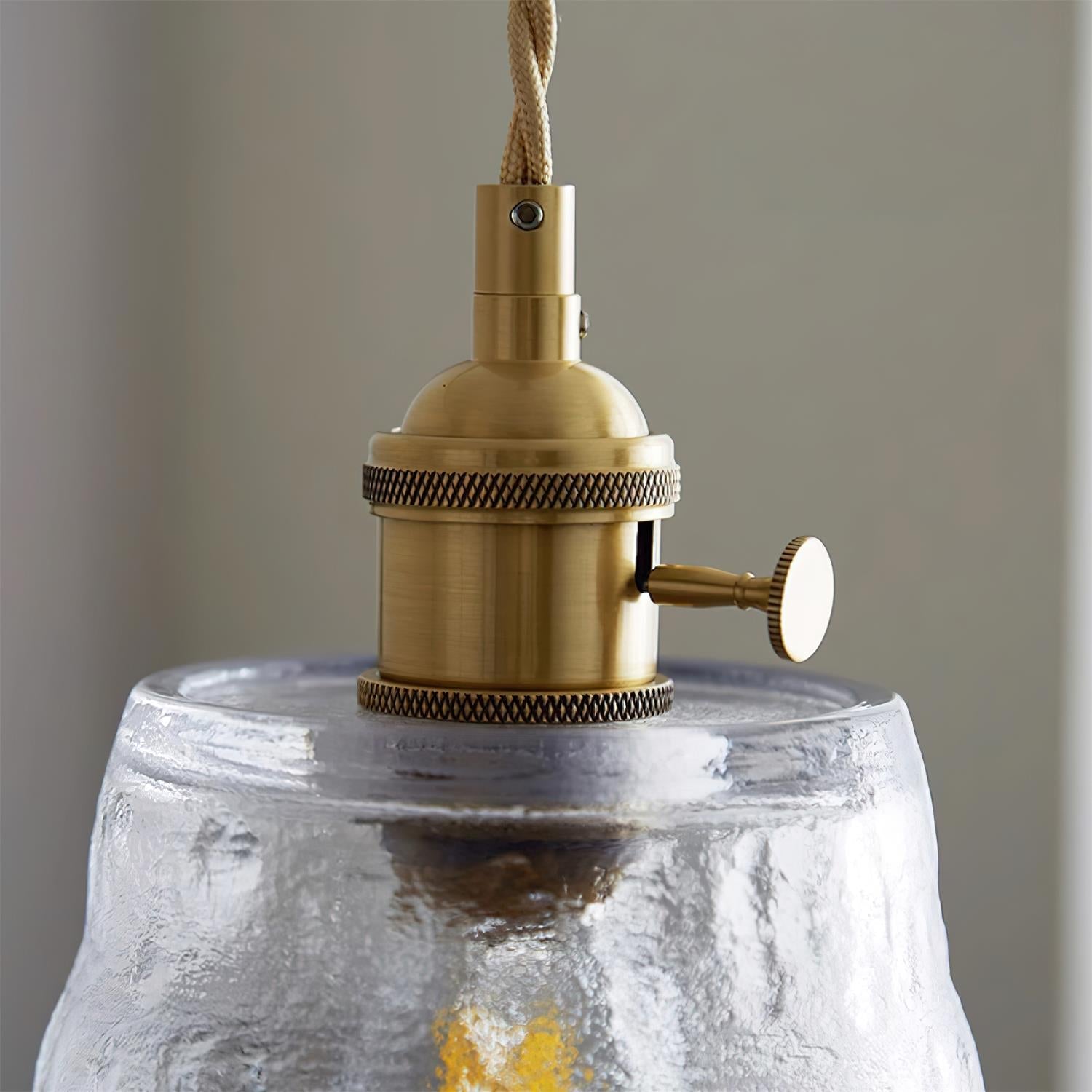 Pendant Lamp Brass and Glass Textured Shade Artisan Vintage Accent - Letslighting