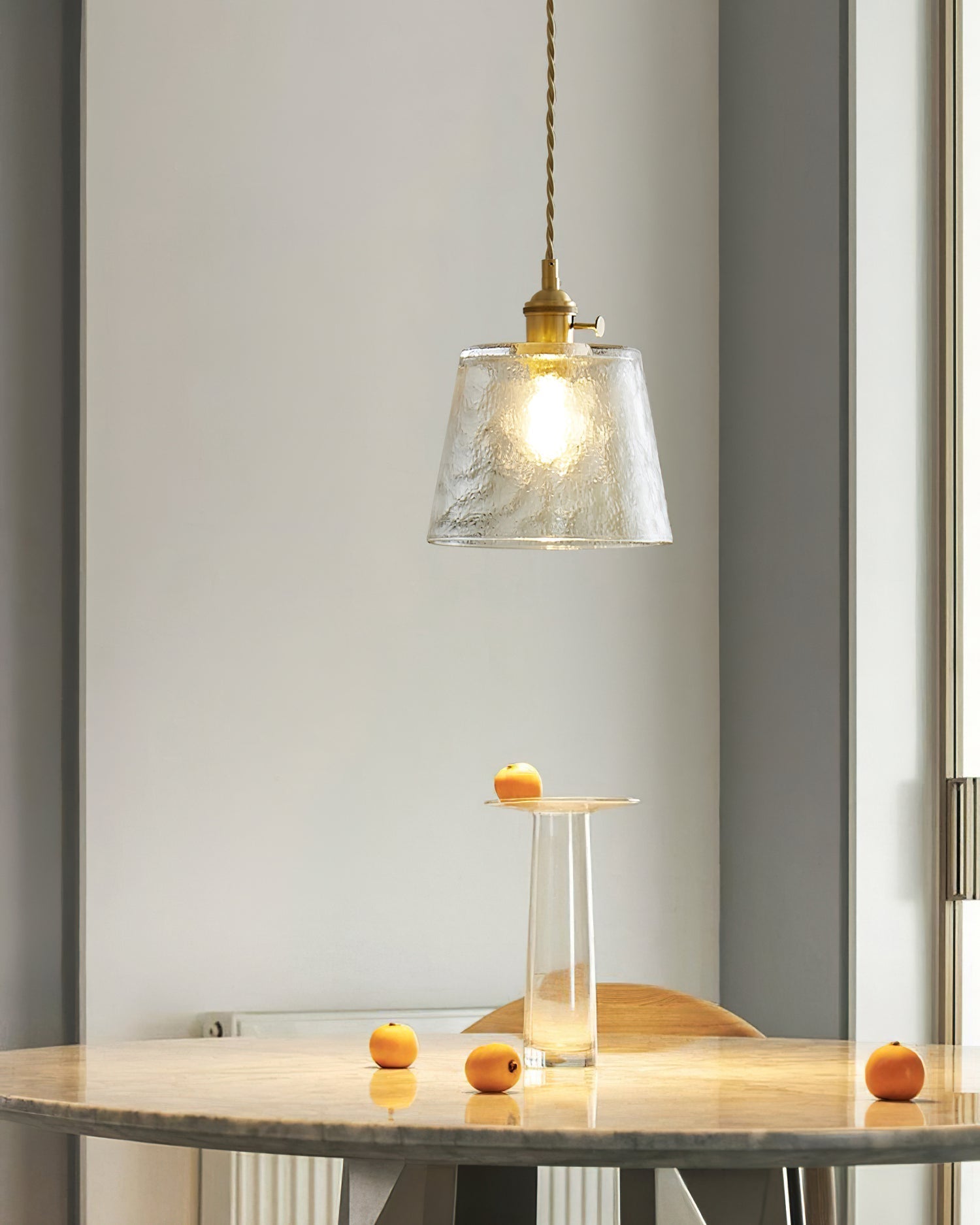 Pendant Lamp Brass and Glass Textured Shade Artisan Vintage Accent - Letslighting