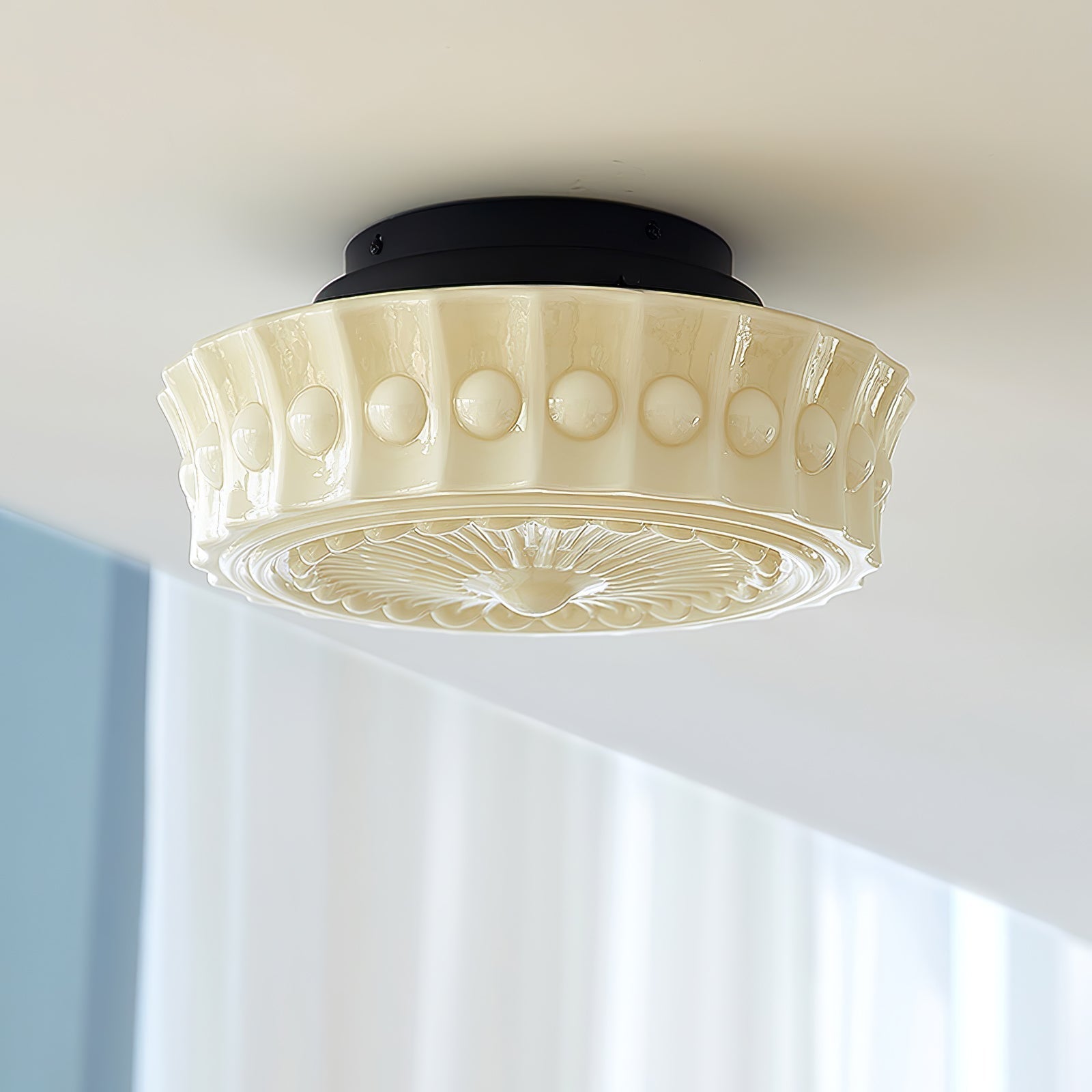 Solara Ceiling Lamp White Glass Floral for Living Room - Letslighting