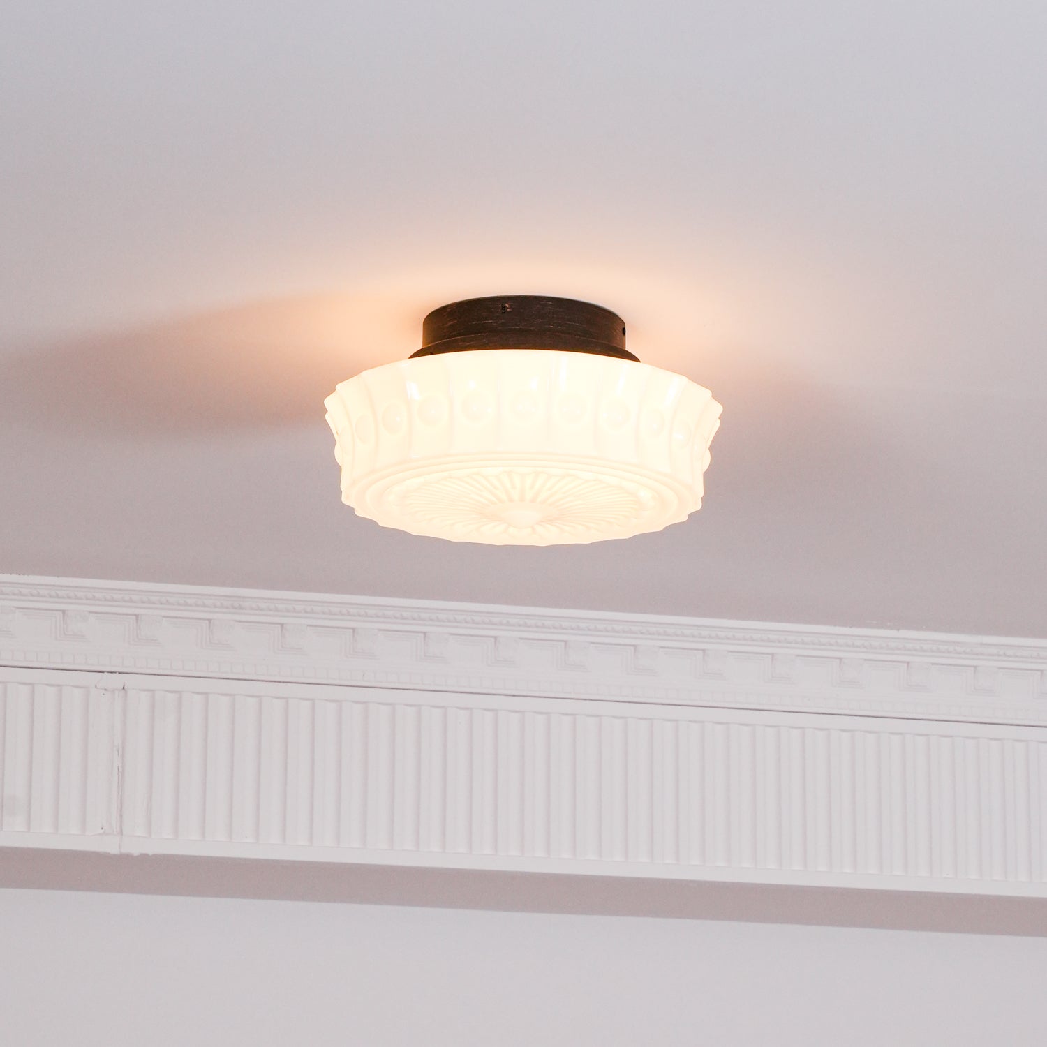 Solara Ceiling Lamp White Glass Floral for Living Room - Letslighting