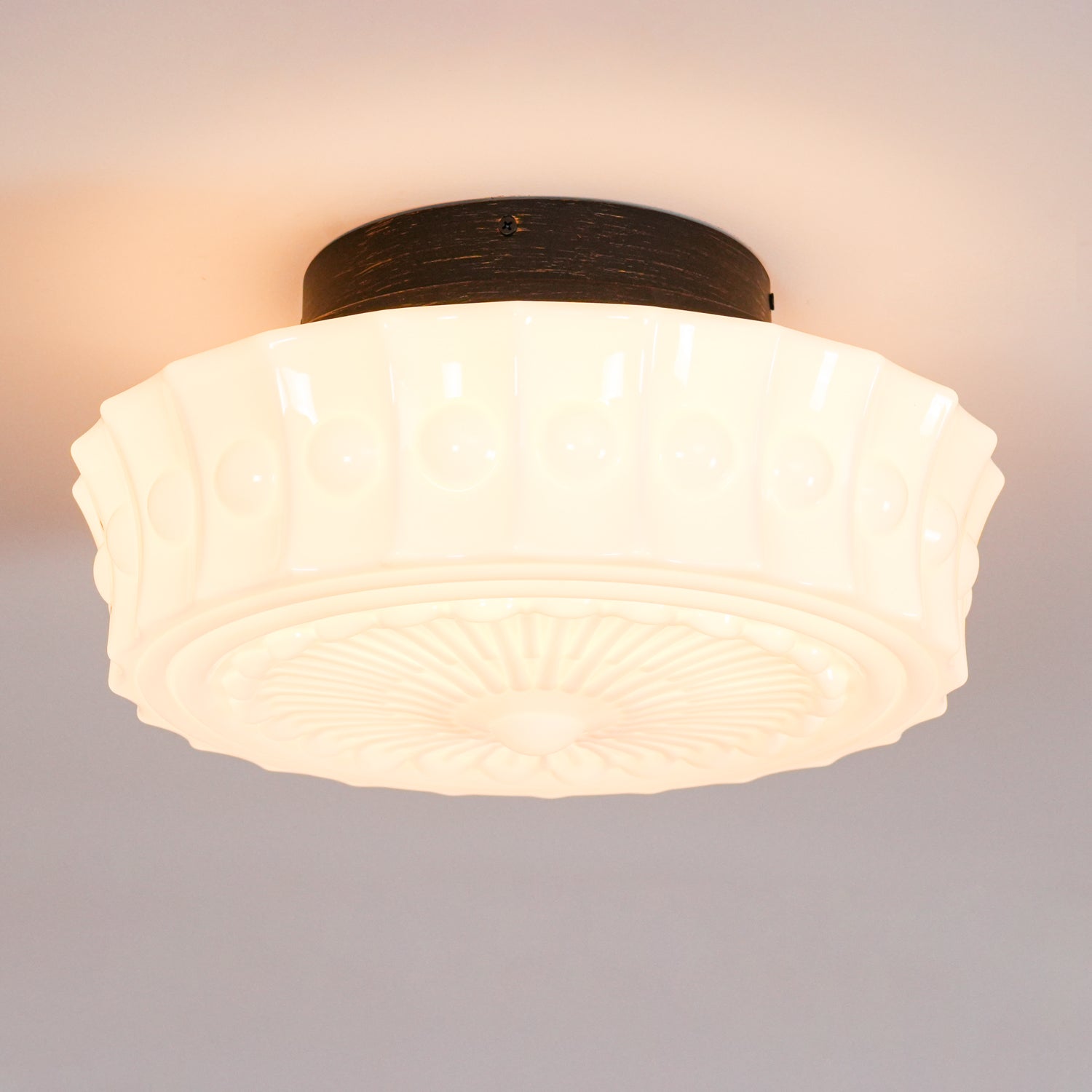 Solara Ceiling Lamp White Glass Floral for Living Room - Letslighting