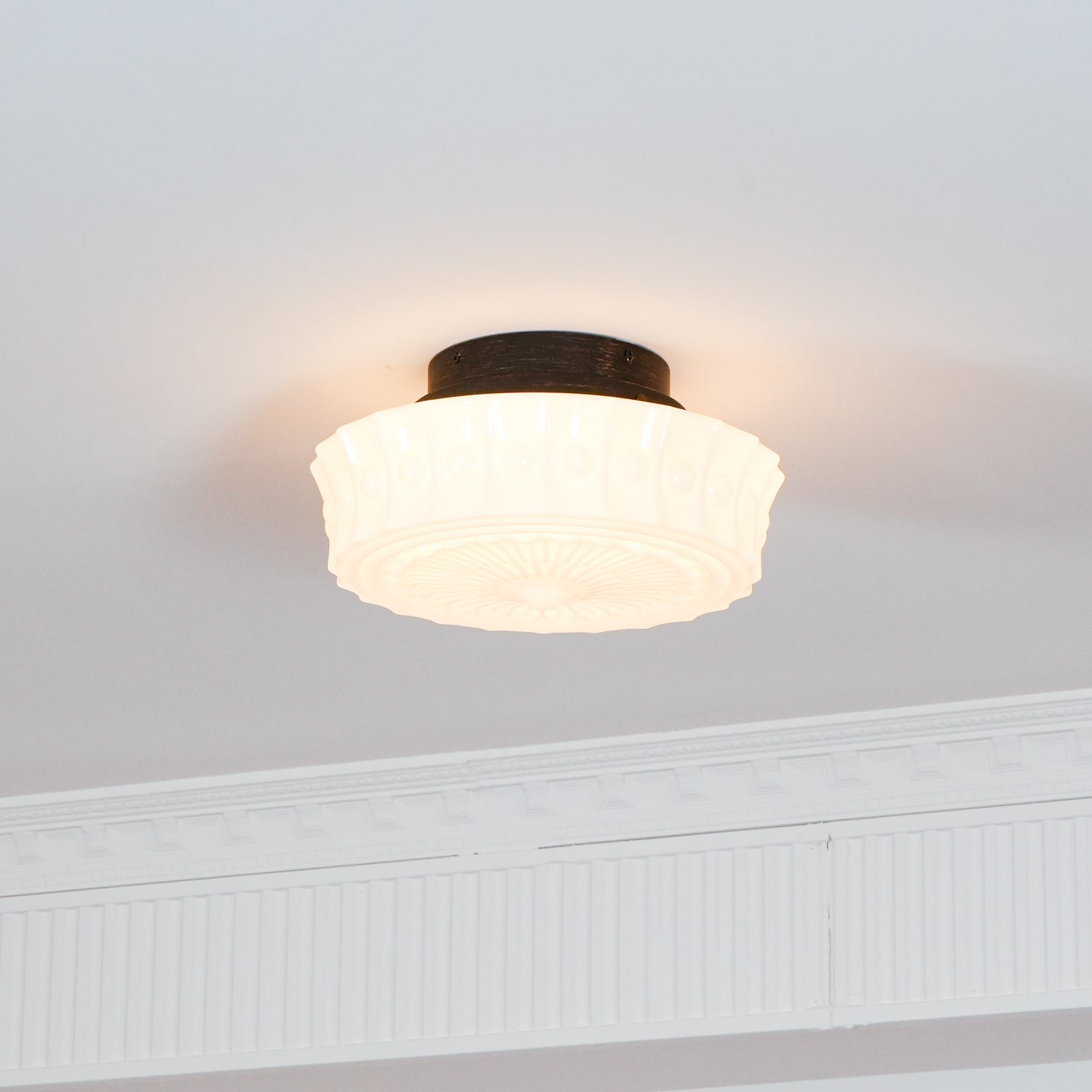 Solara Ceiling Lamp White Glass Floral for Living Room - Letslighting