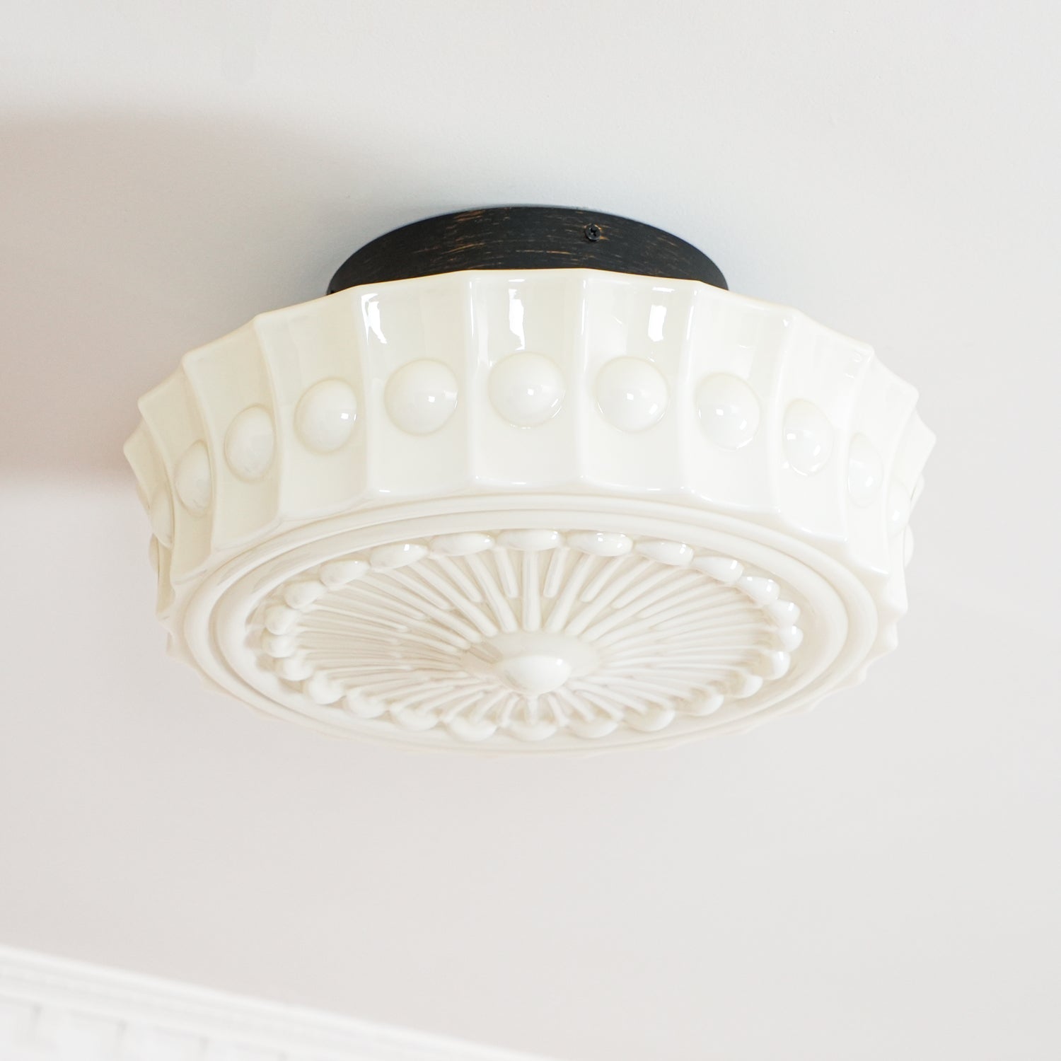 Solara Ceiling Lamp White Glass Floral for Living Room - Letslighting