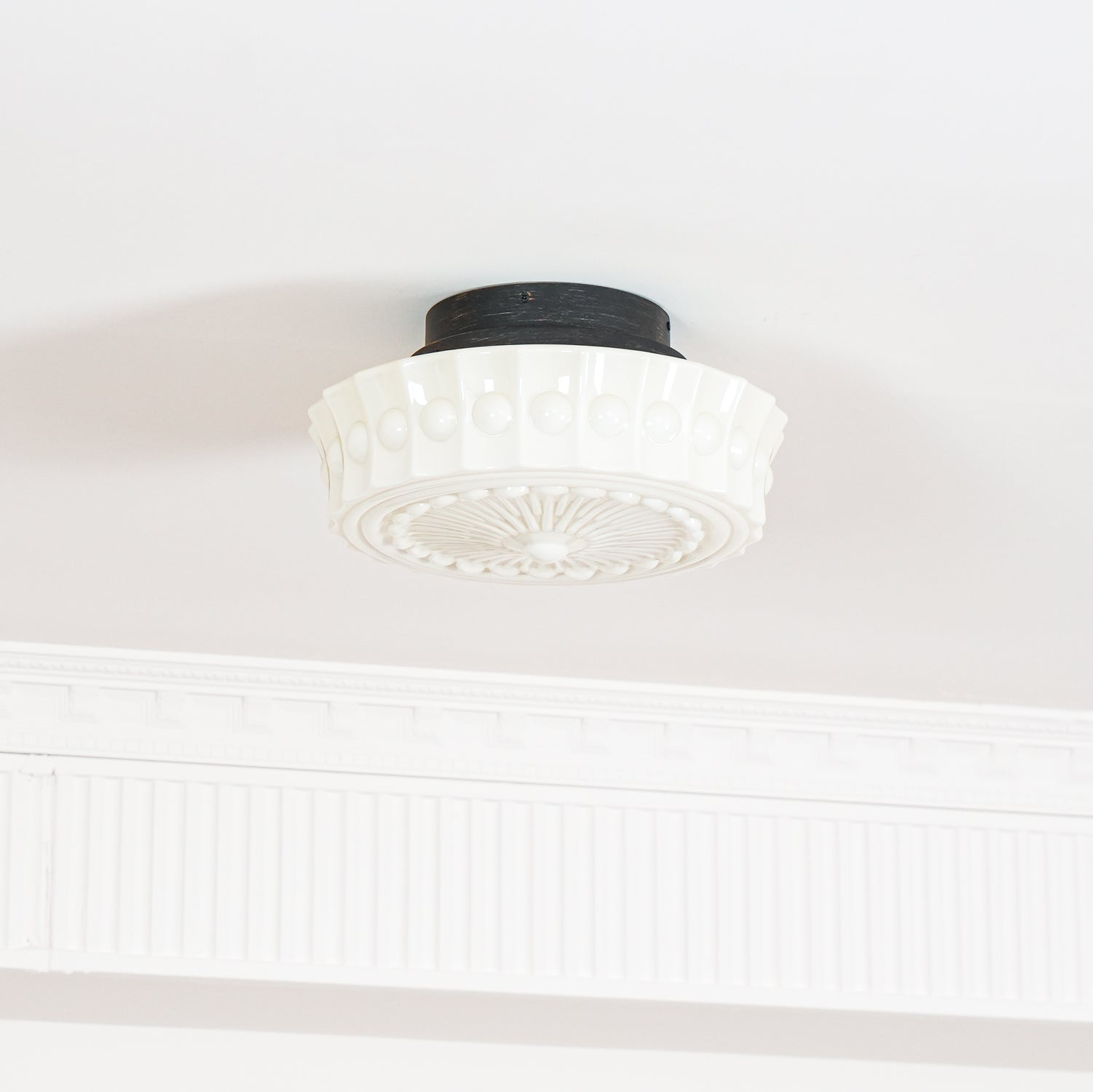 Solara Ceiling Lamp White Glass Floral for Living Room - Letslighting