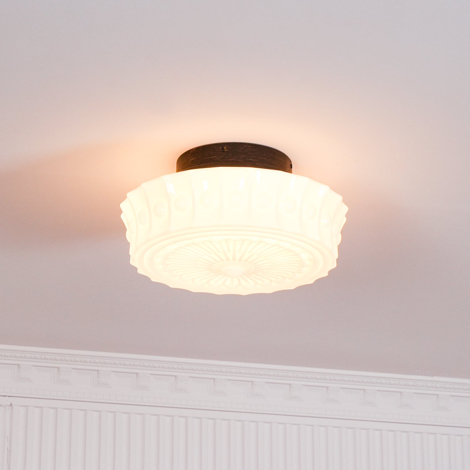 Solara Ceiling Lamp White Glass Floral for Living Room - Letslighting