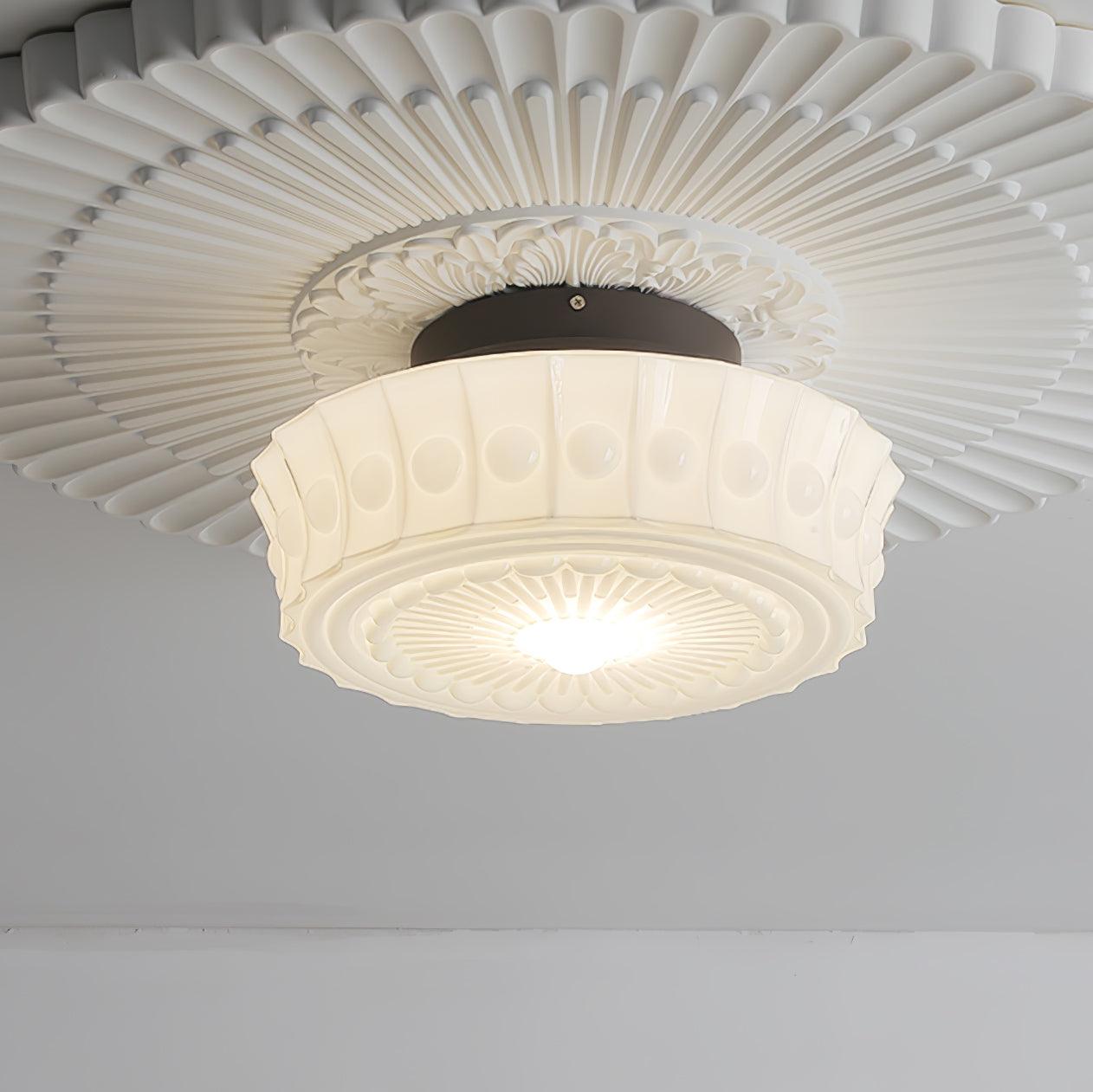 Solara Ceiling Lamp White Glass Floral for Living Room - Letslighting