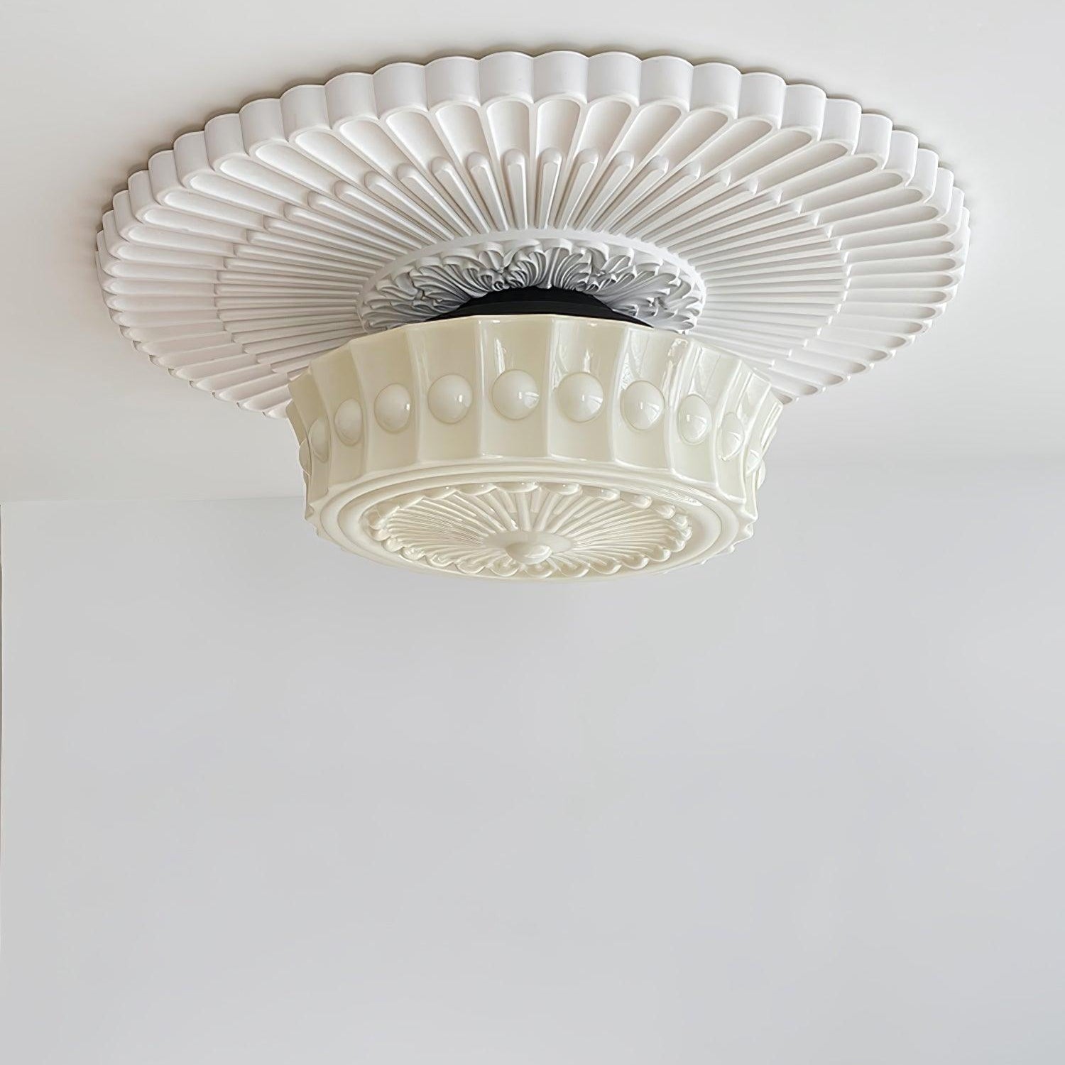 Solara Ceiling Lamp White Glass Floral for Living Room - Letslighting