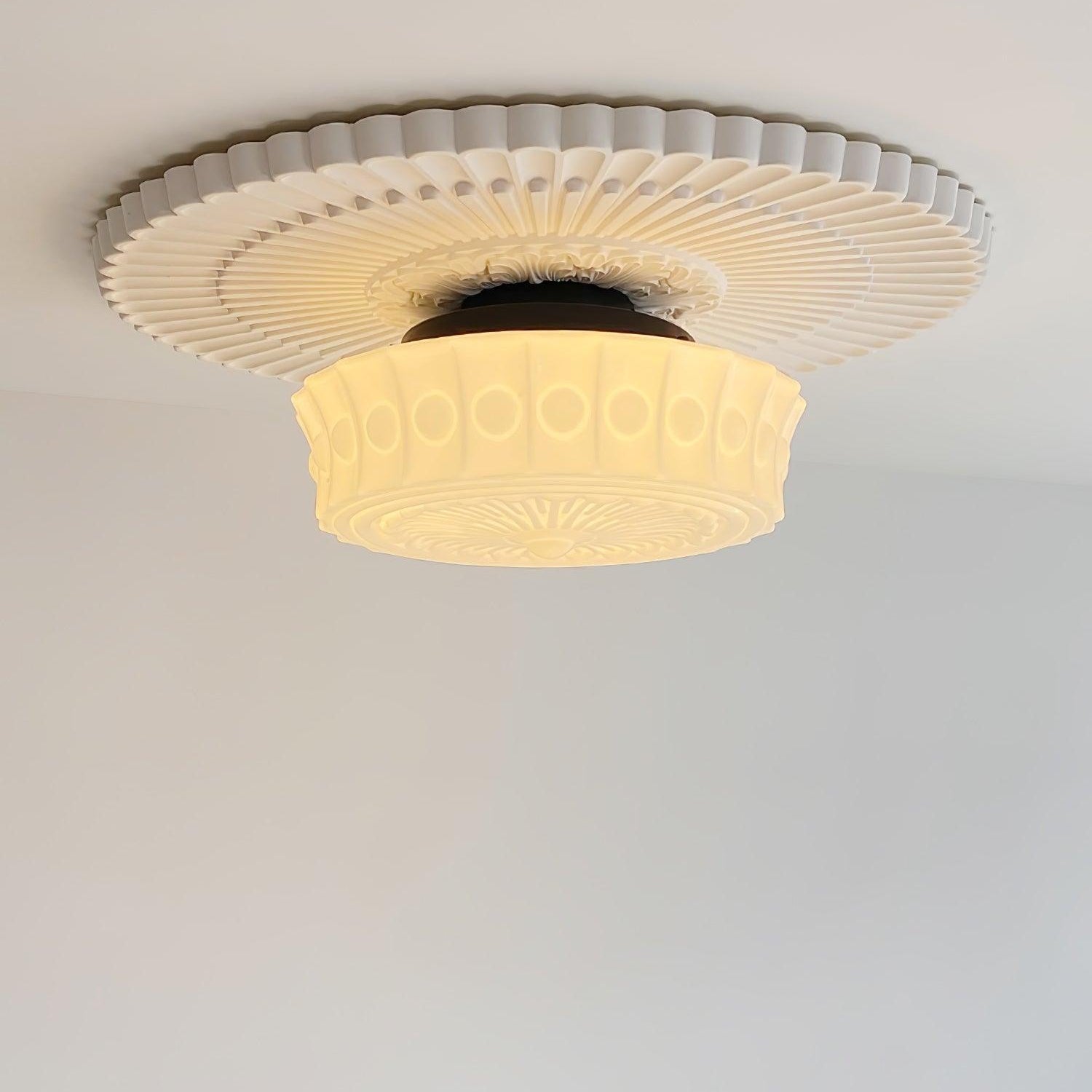 Solara Ceiling Lamp White Glass Floral for Living Room - Letslighting