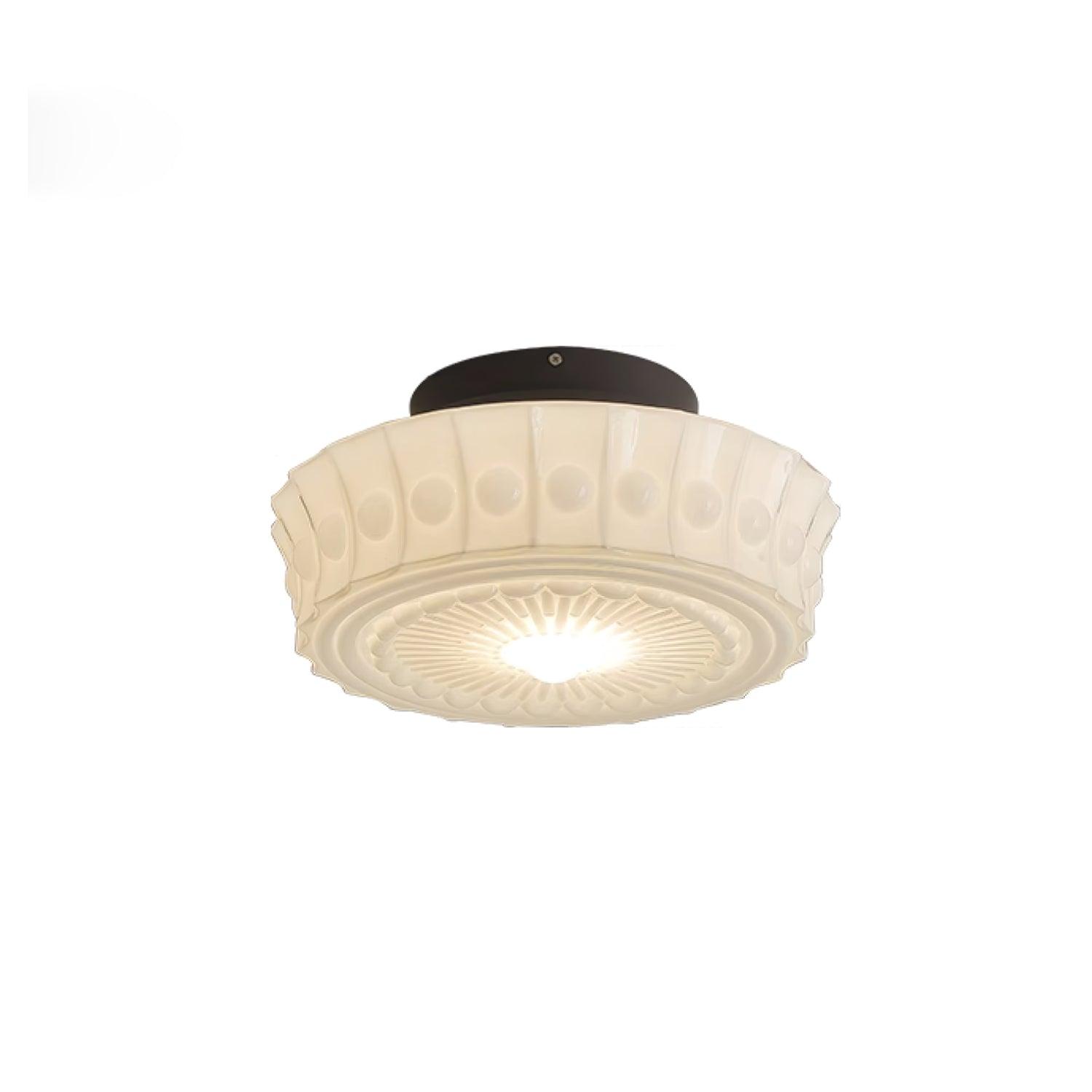 Solara Ceiling Lamp White Glass Floral for Living Room - Letslighting