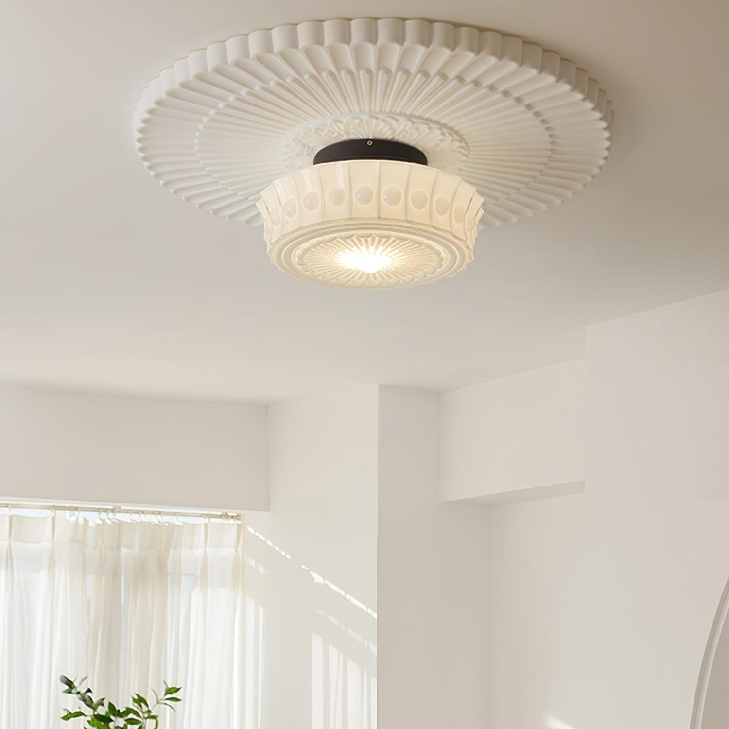 Solara Ceiling Lamp White Glass Floral for Living Room - Letslighting