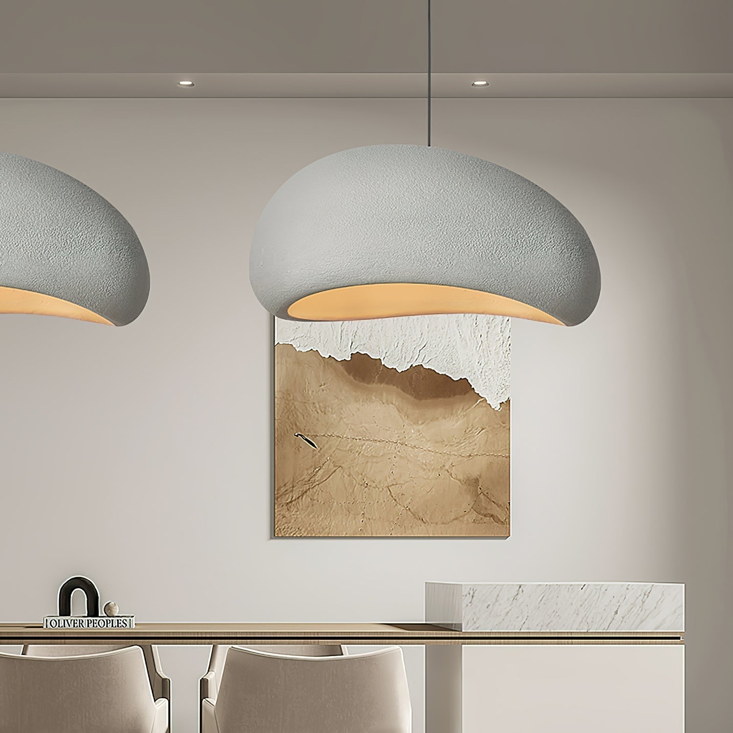 Solara Pendant Lamp Plaster Half Dome Plug In Wabi Sabi - Letslighting