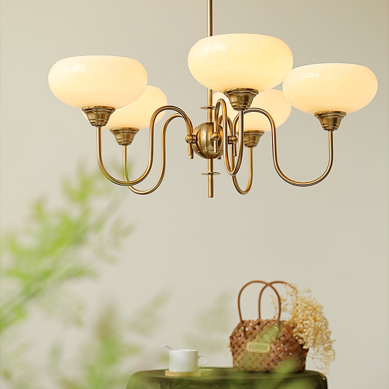 Silva Vintage LED Metal Multi Lampshade Creamy White Yellow Bulbs Luxury Bedroom Living Room Pendant Light, Gold/Chrome