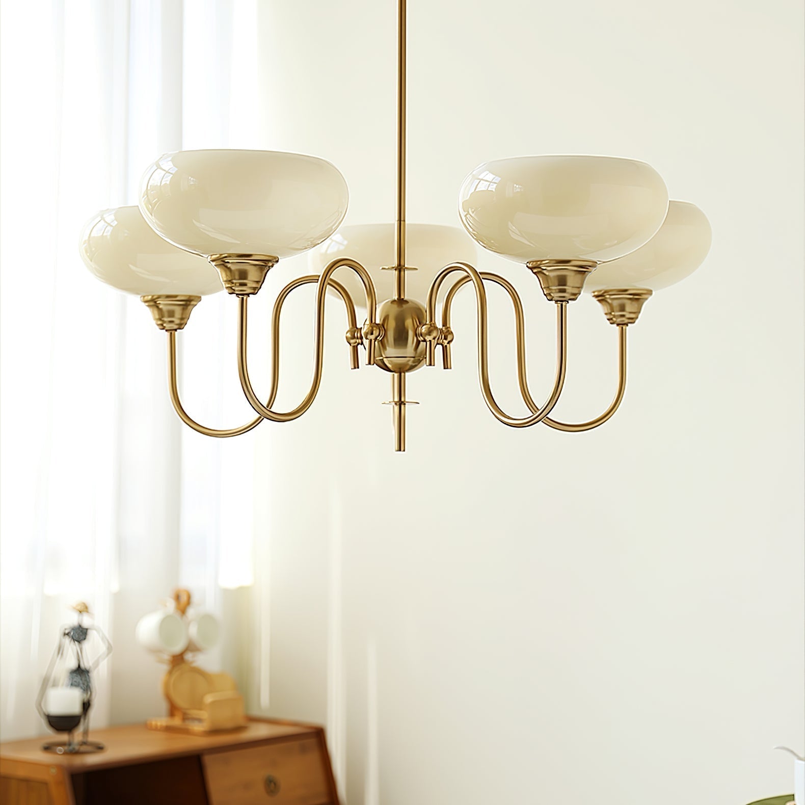 Silva Vintage LED Metal Multi Lampshade Creamy White Yellow Bulbs Luxury Bedroom Living Room Pendant Light, Gold/Chrome