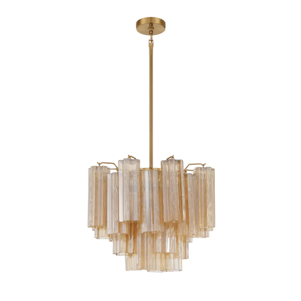 Aurora Murano Chandelier Glass Tube Layered Amber