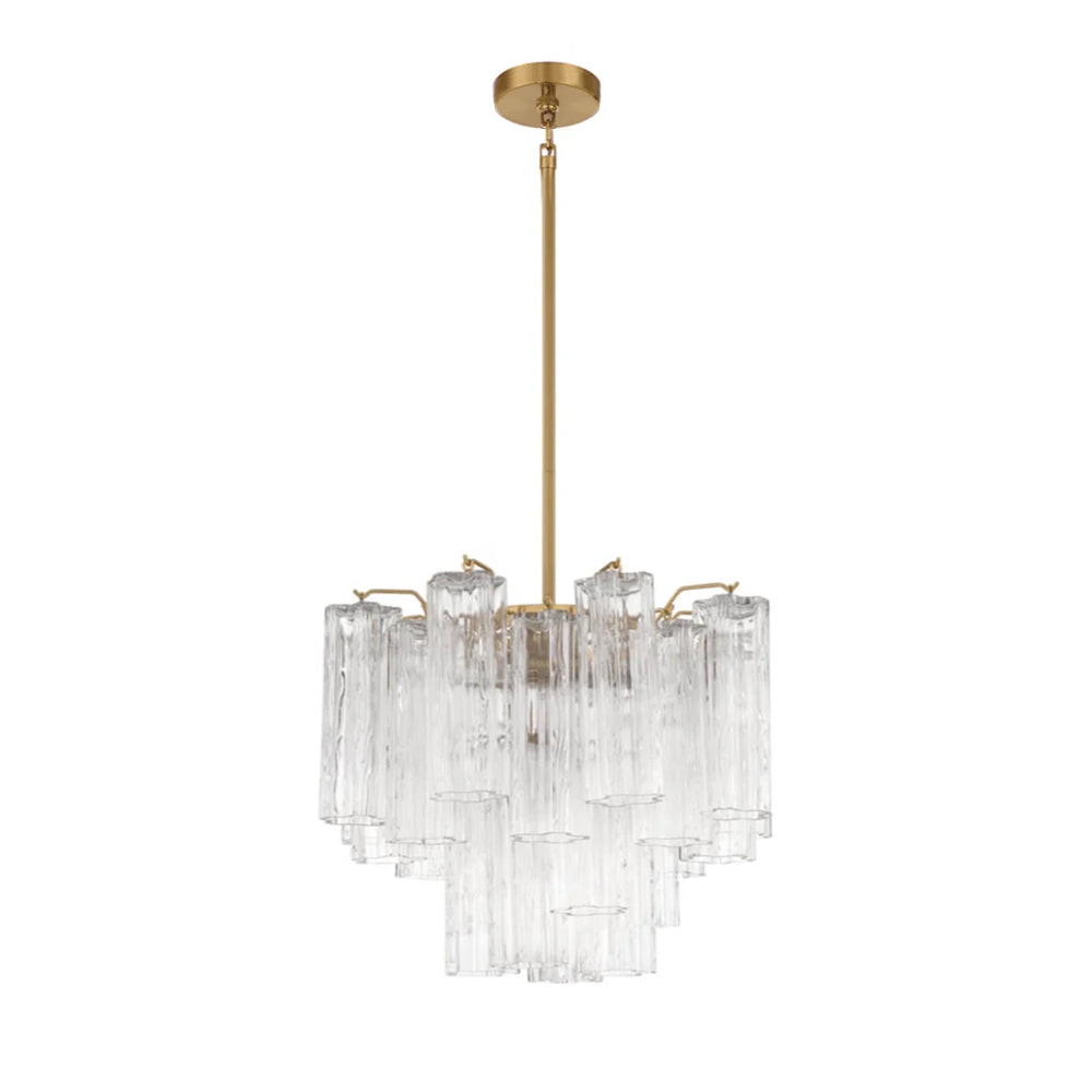 Aurora Murano Chandelier Glass Tube Layered Amber