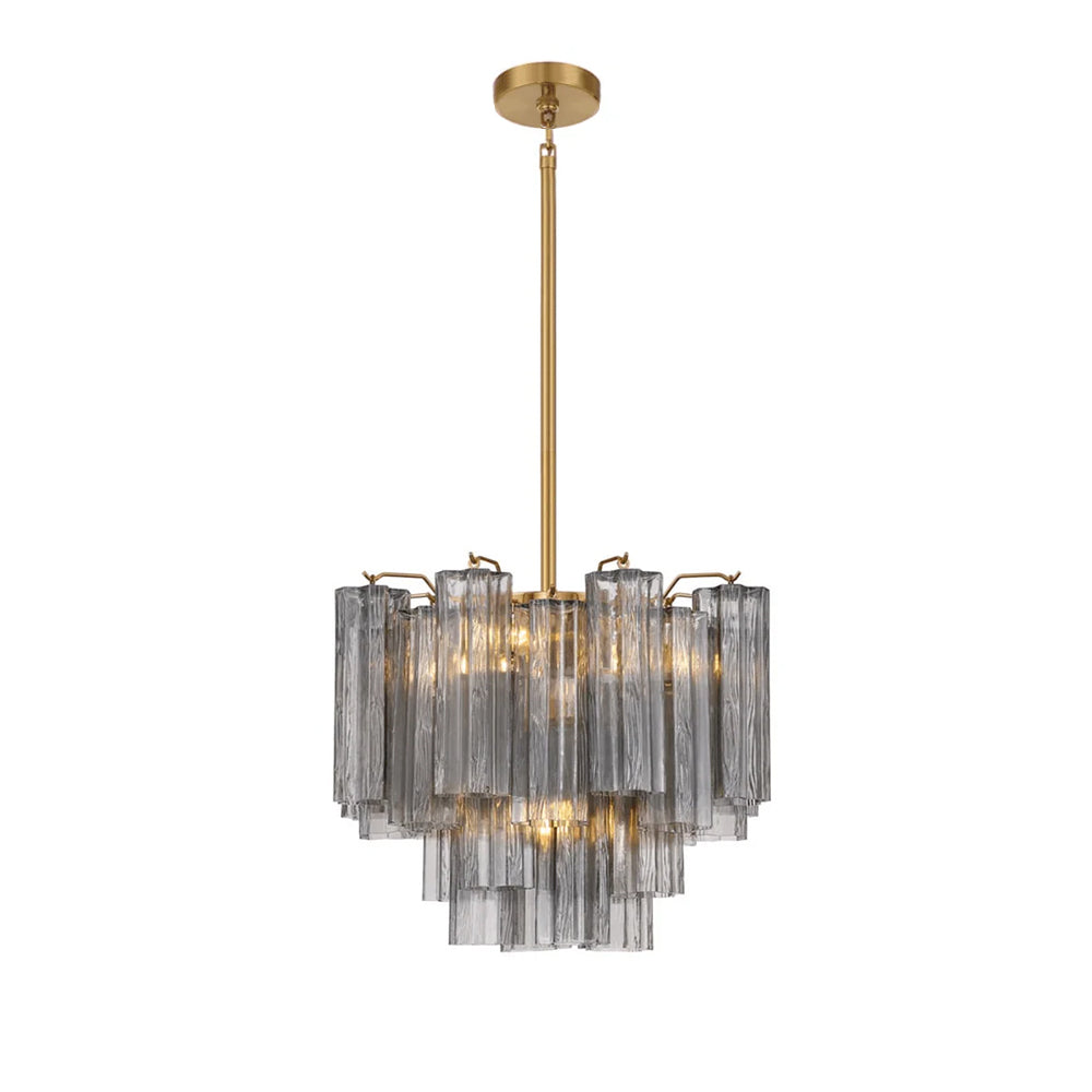 Aurora Murano Chandelier Glass Tube Layered Amber