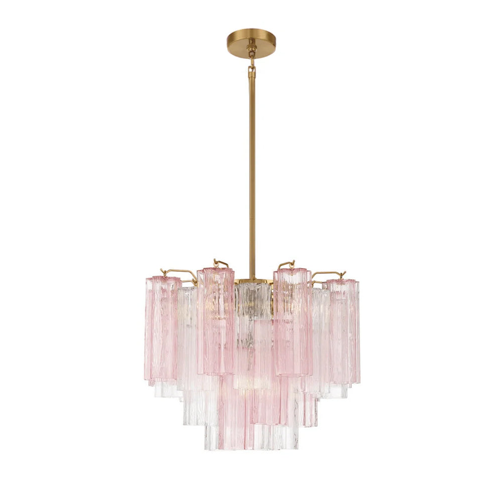 Aurora Murano Chandelier Glass Tube Layered Amber