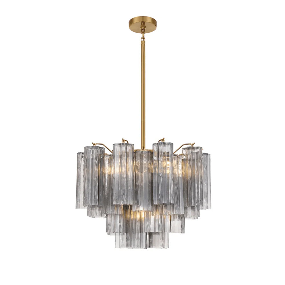 Aurora Murano Chandelier Glass Tube Layered Amber