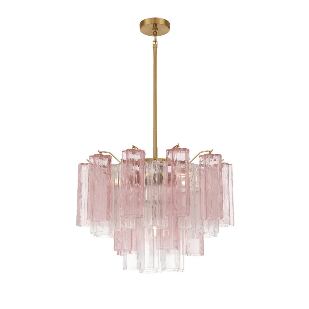 Aurora Murano Chandelier Glass Tube Layered Amber