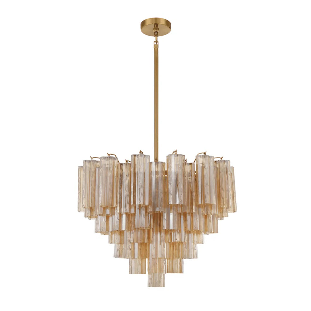 Aurora Murano Chandelier Glass Tube Layered Amber