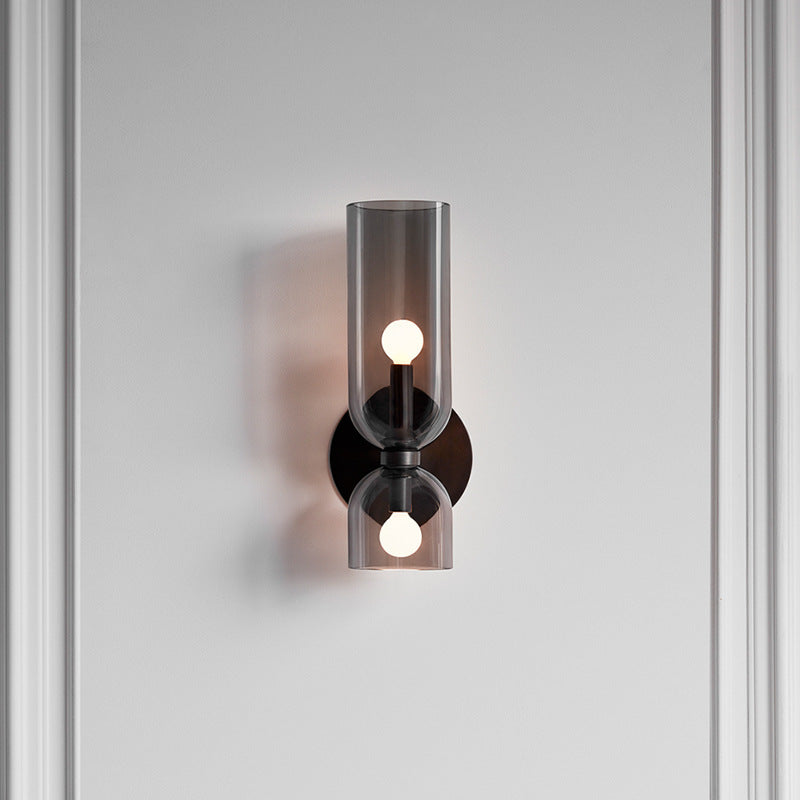 Valentina Modern Bedroom Glass Wall Lamp Sconce, Blue/Gray/White