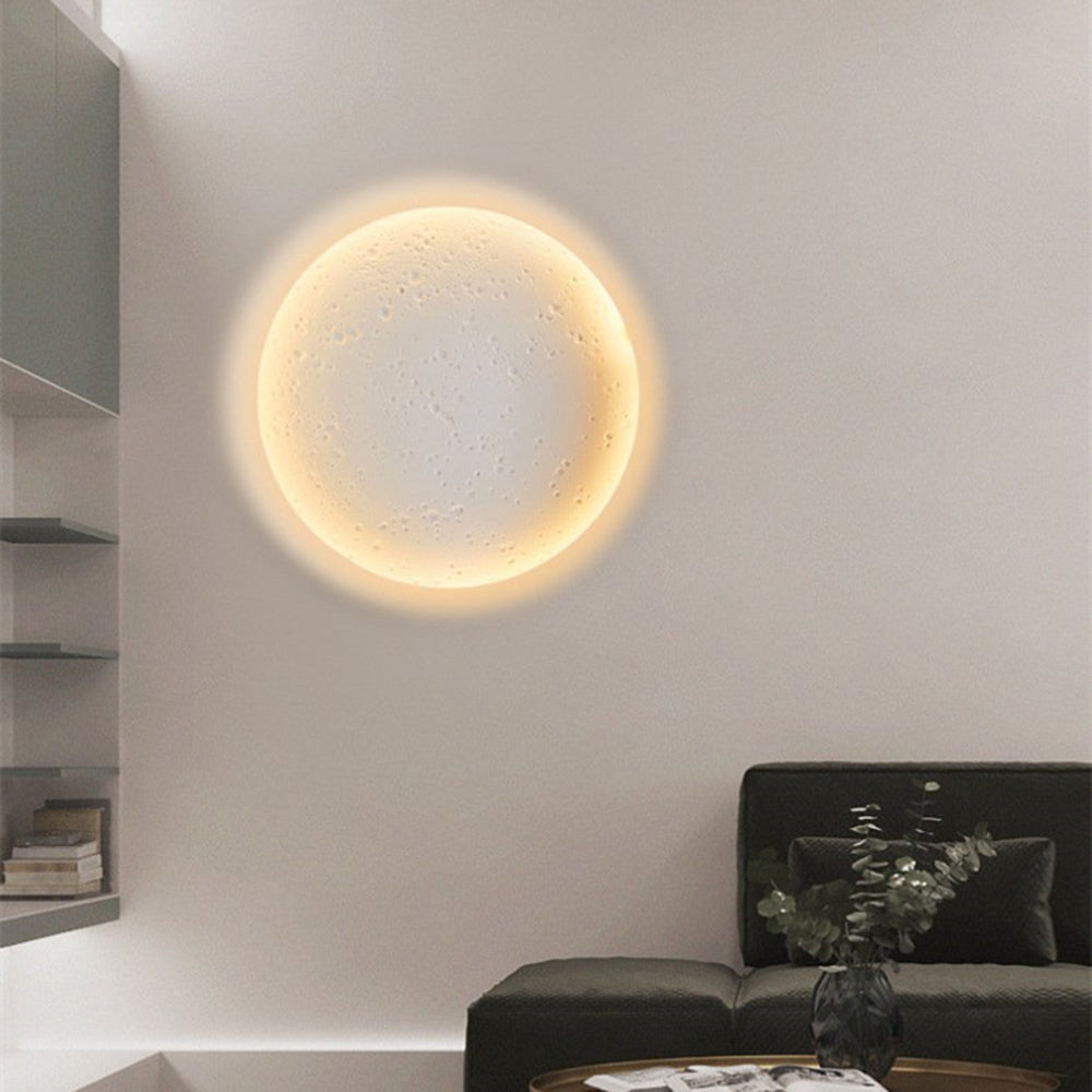 Aria Decorative Moon Metal/Gypsum Wall Lamp, White
