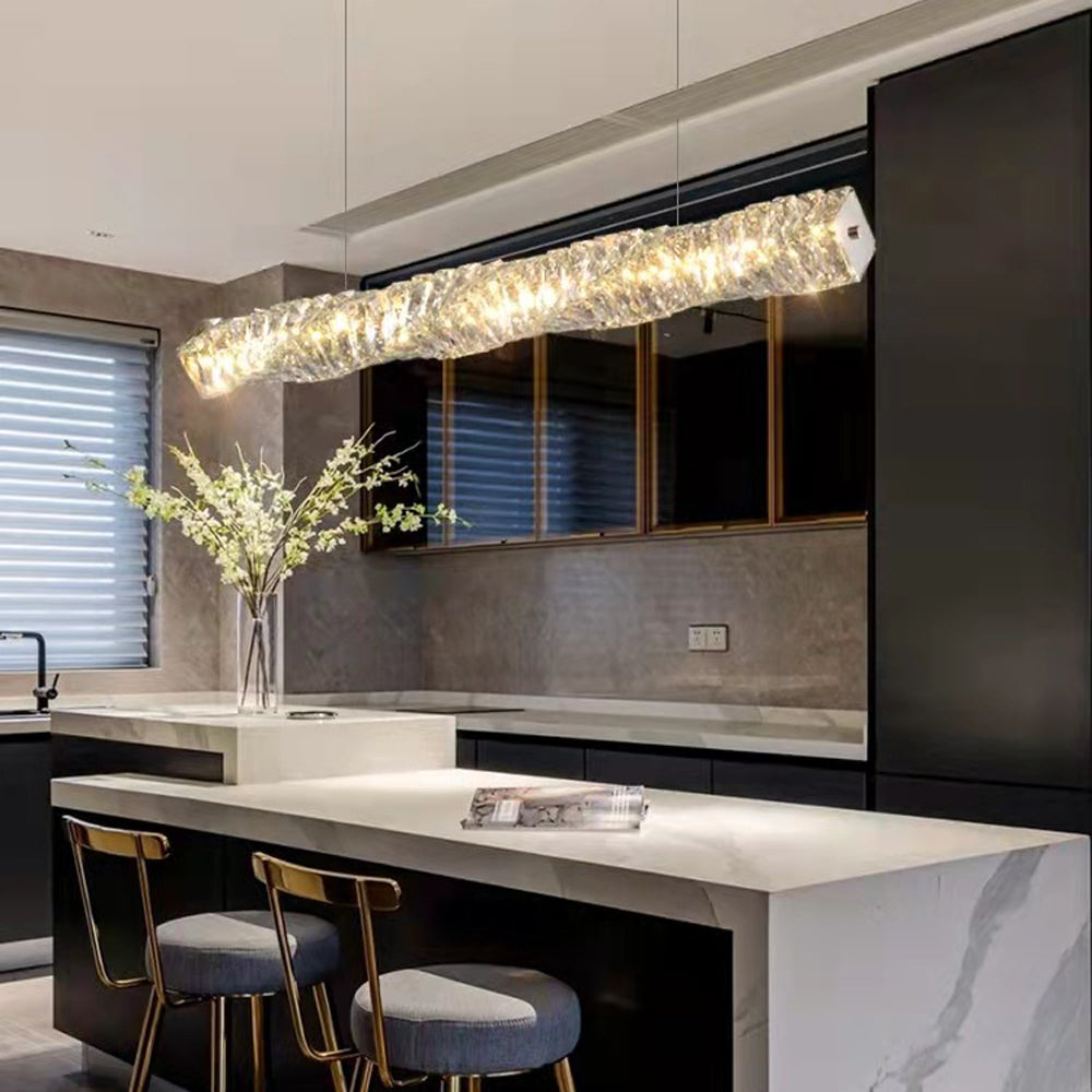 Kristy Crystal Sliver and Gold Pendant Light, Stainless Steel