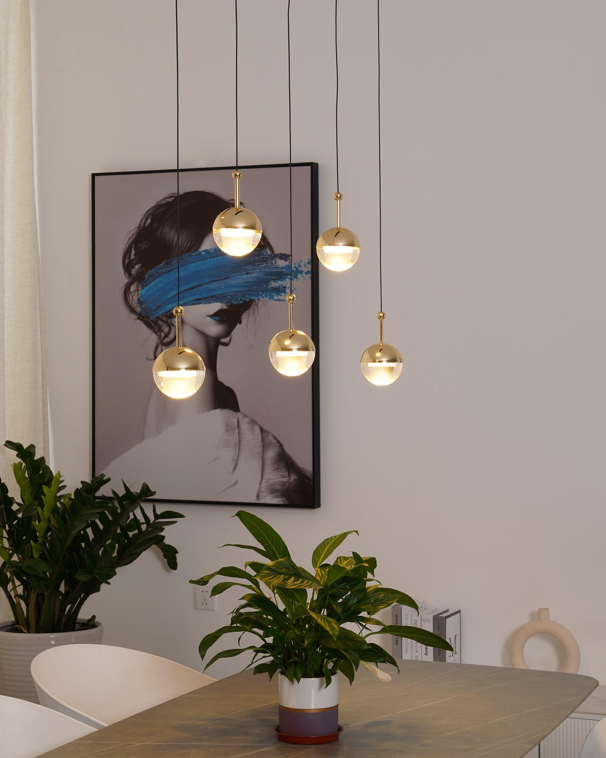 Solara Pendant Lamp Steel Glass Multi Drop Minimalist Staircase - Letslighting