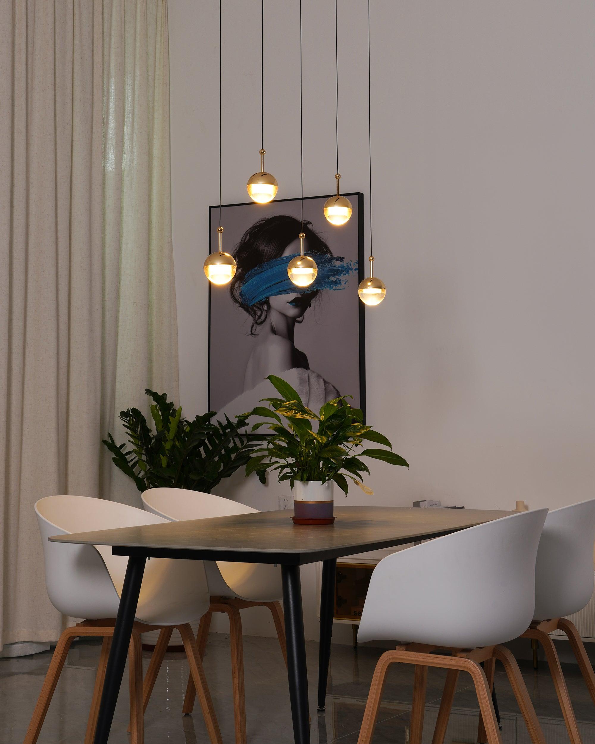 Solara Pendant Lamp Steel Glass Multi Drop Minimalist Staircase - Letslighting