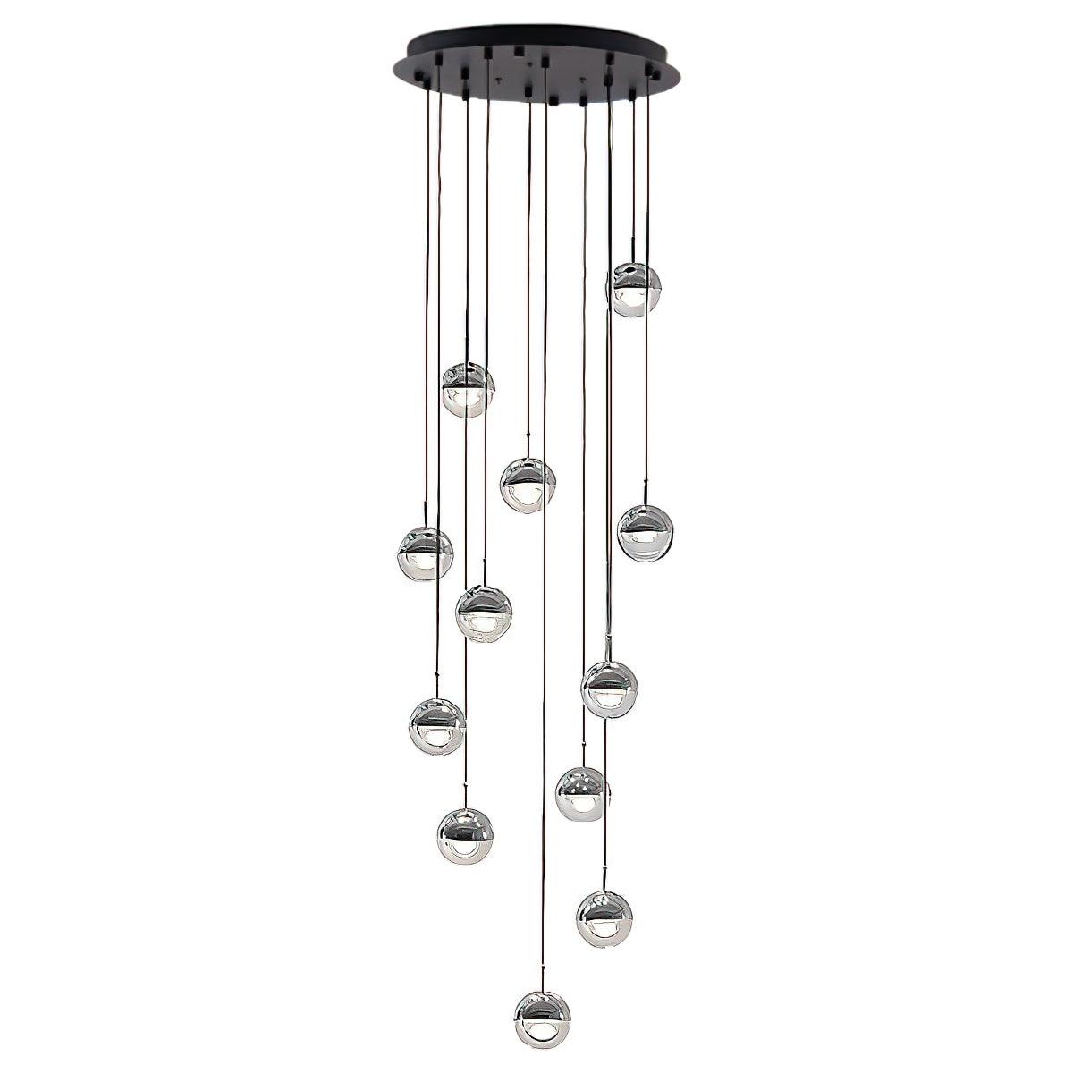 Solara Pendant Lamp Steel Glass Multi Drop Minimalist Staircase - Letslighting