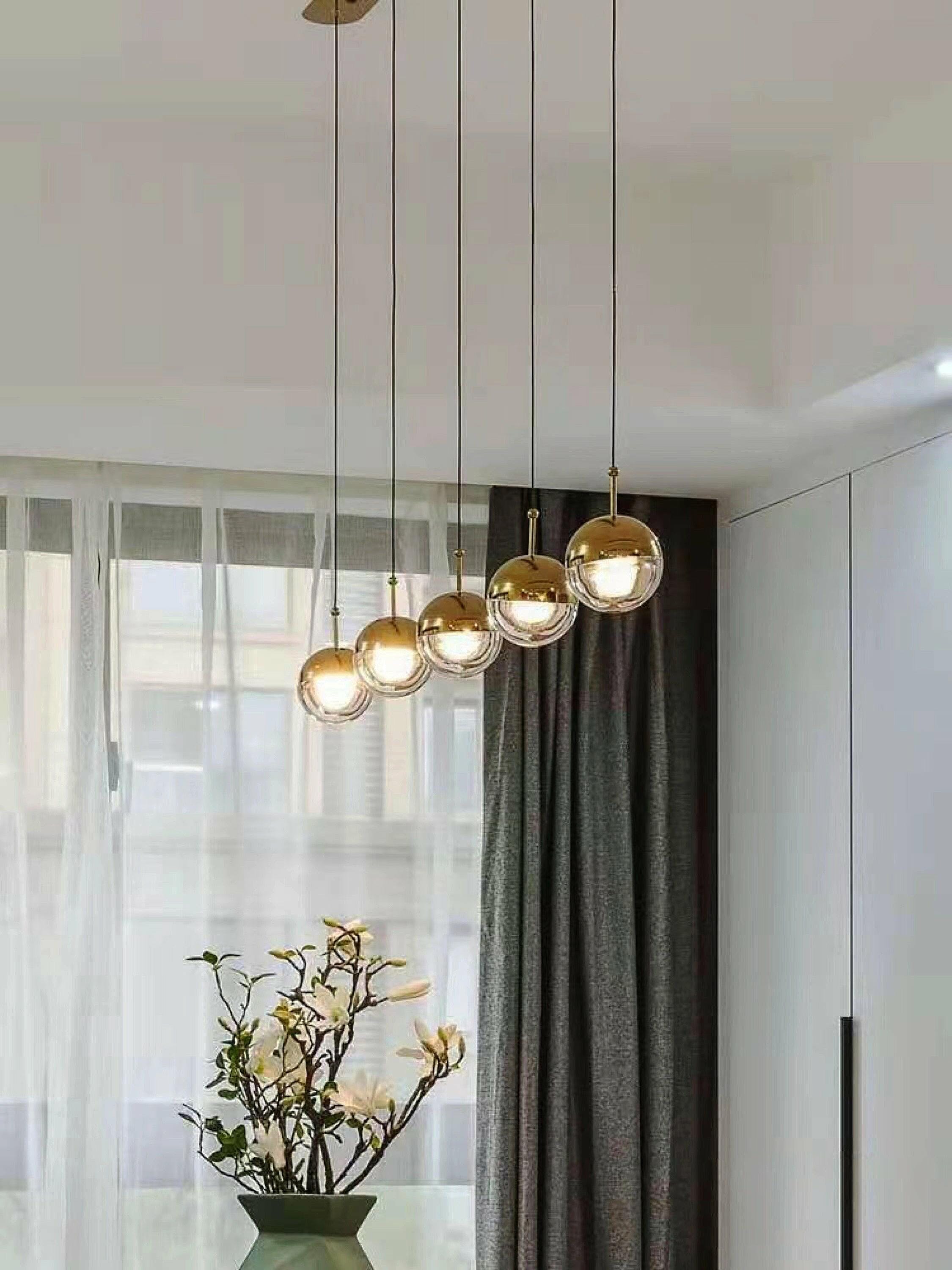 Solara Pendant Lamp Steel Glass Multi Drop Minimalist Staircase - Letslighting