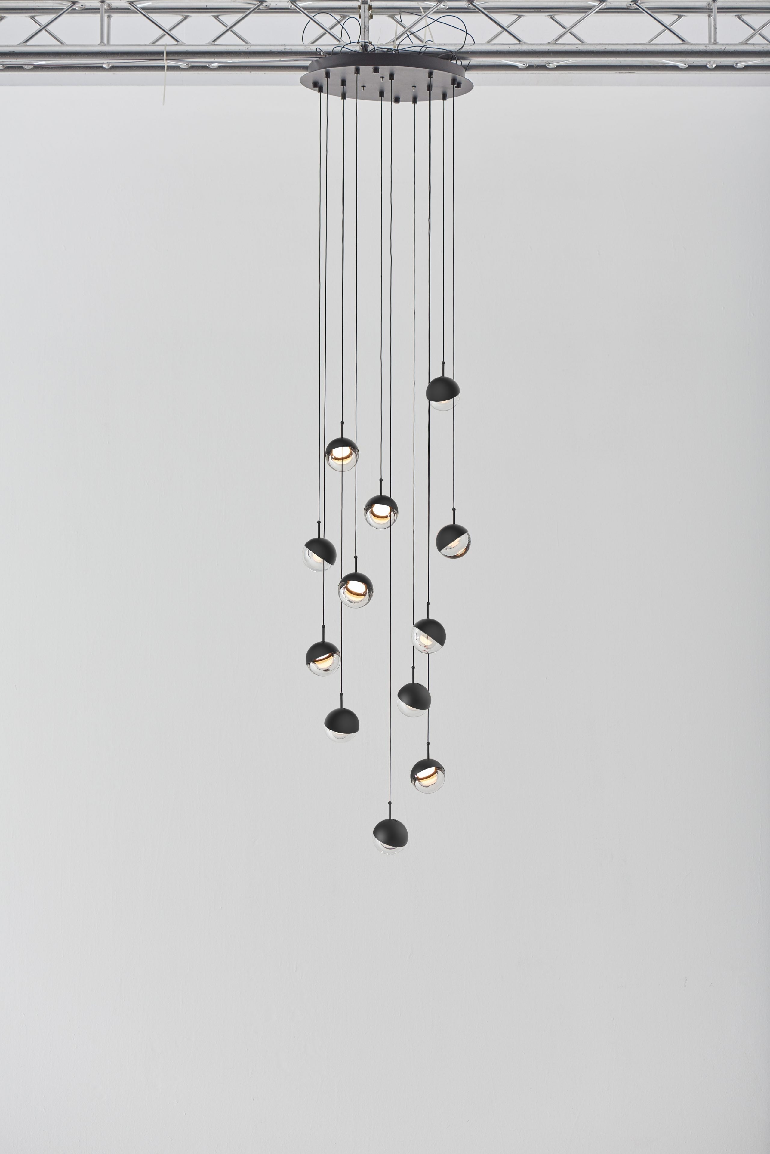 Solara Pendant Lamp Steel Glass Multi Drop Minimalist Staircase - Letslighting