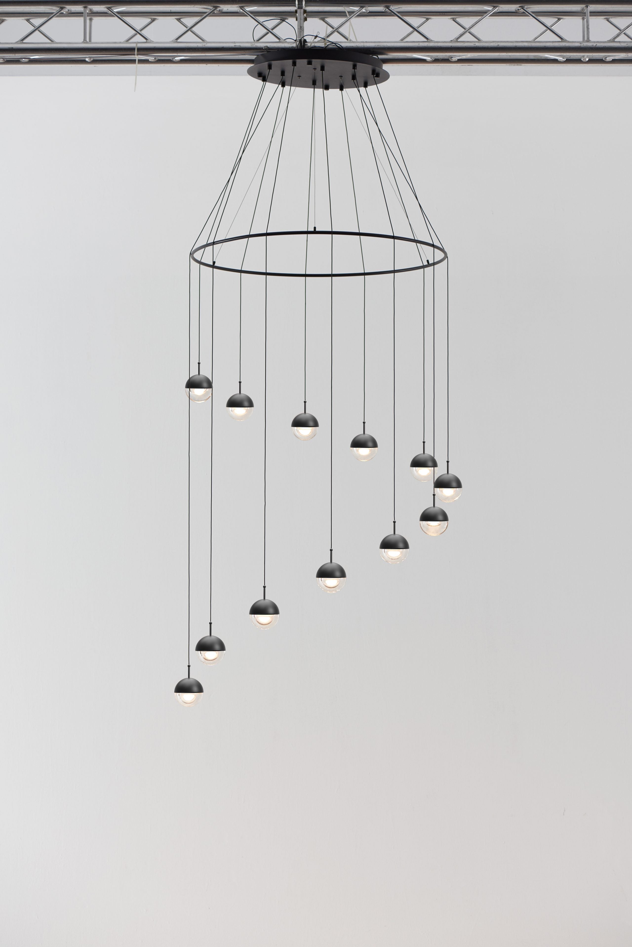Solara Pendant Lamp Steel Glass Multi Drop Minimalist Staircase - Letslighting