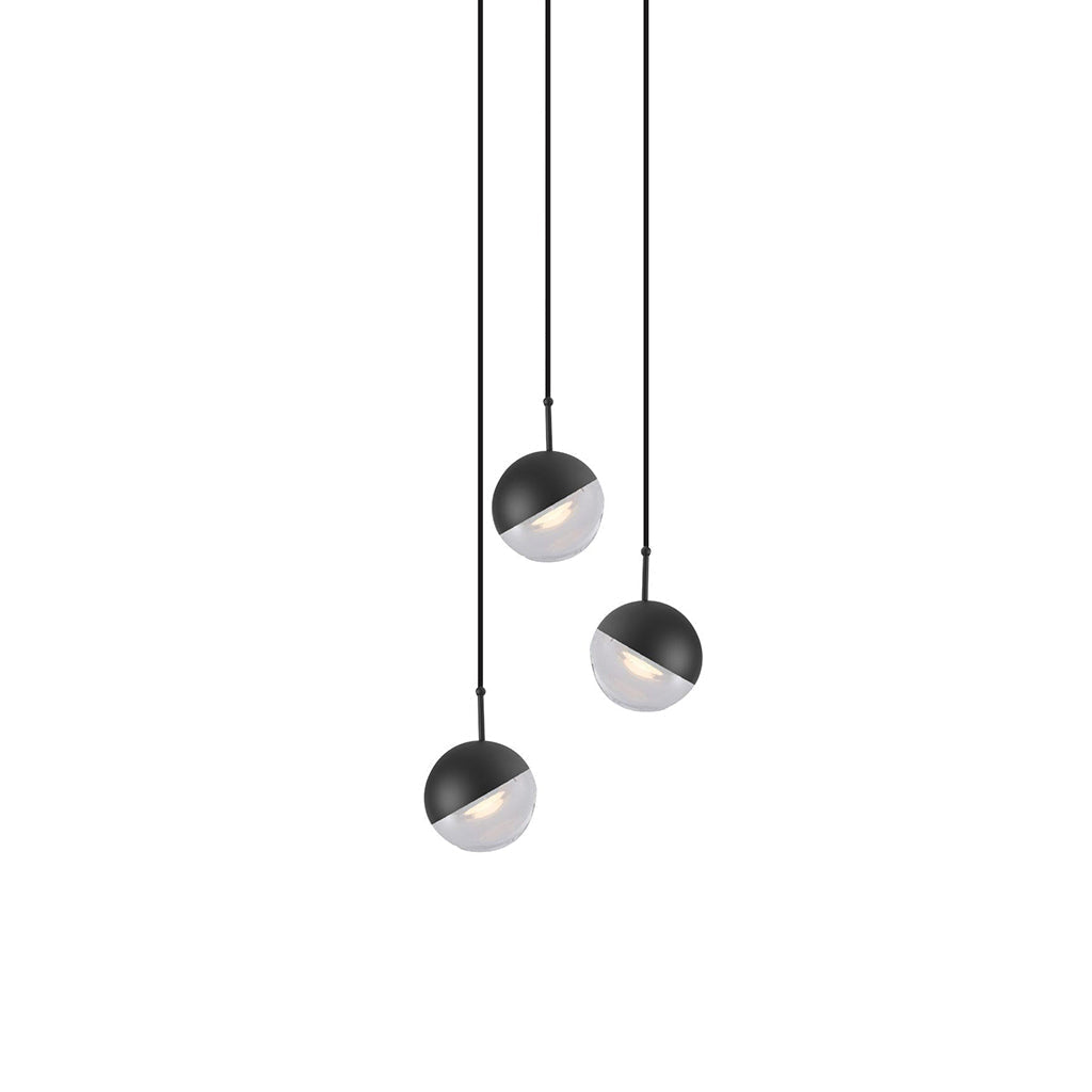 Solara Pendant Lamp Steel Glass Multi Drop Minimalist Staircase - Letslighting