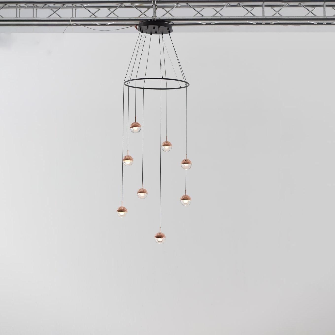 Solara Pendant Lamp Steel Glass Multi Drop Minimalist Staircase - Letslighting