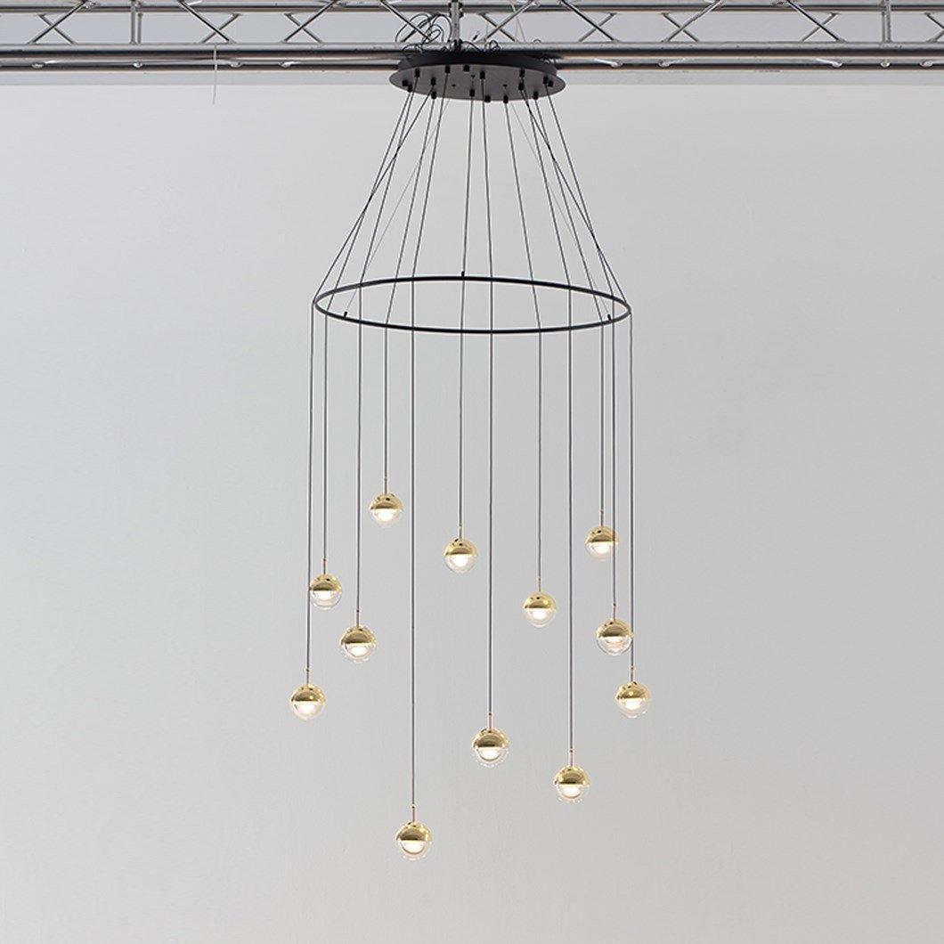 Solara Pendant Lamp Steel Glass Multi Drop Minimalist Staircase - Letslighting