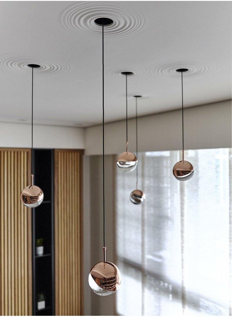 Solara Pendant Lamp Steel Glass Multi Drop Minimalist Staircase - Letslighting