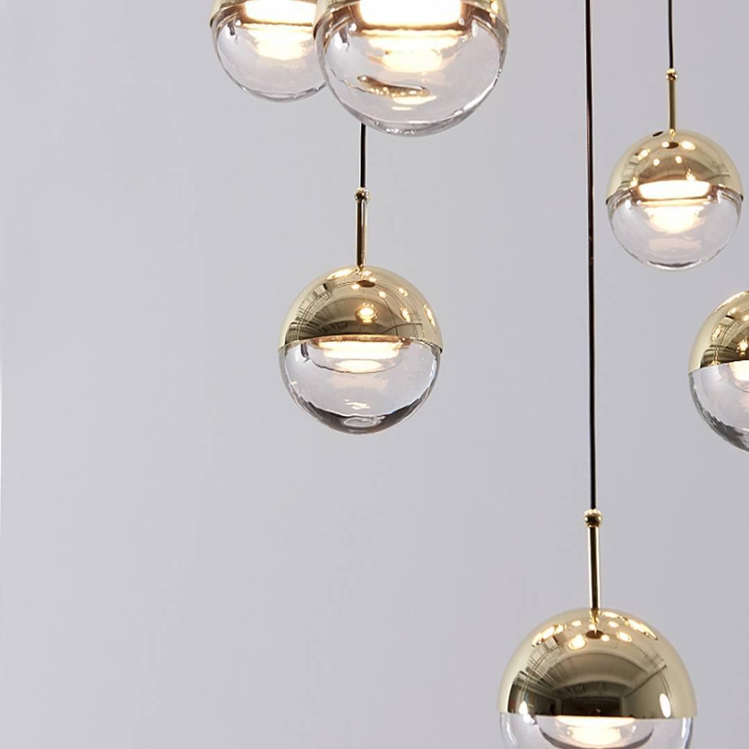 Solara Pendant Lamp Steel Glass Multi Drop Minimalist Staircase - Letslighting