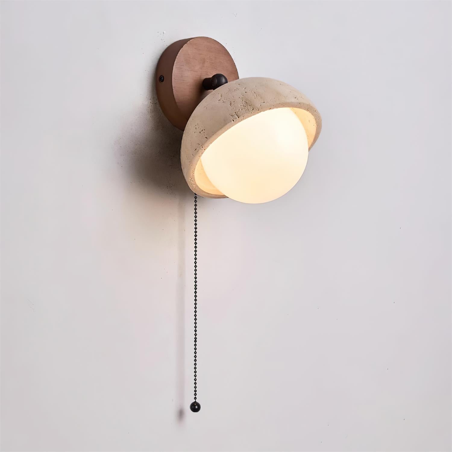 Wall Lamp Travertine and Wood Minimalist Soft Glow Modern Accent - Neutralighting