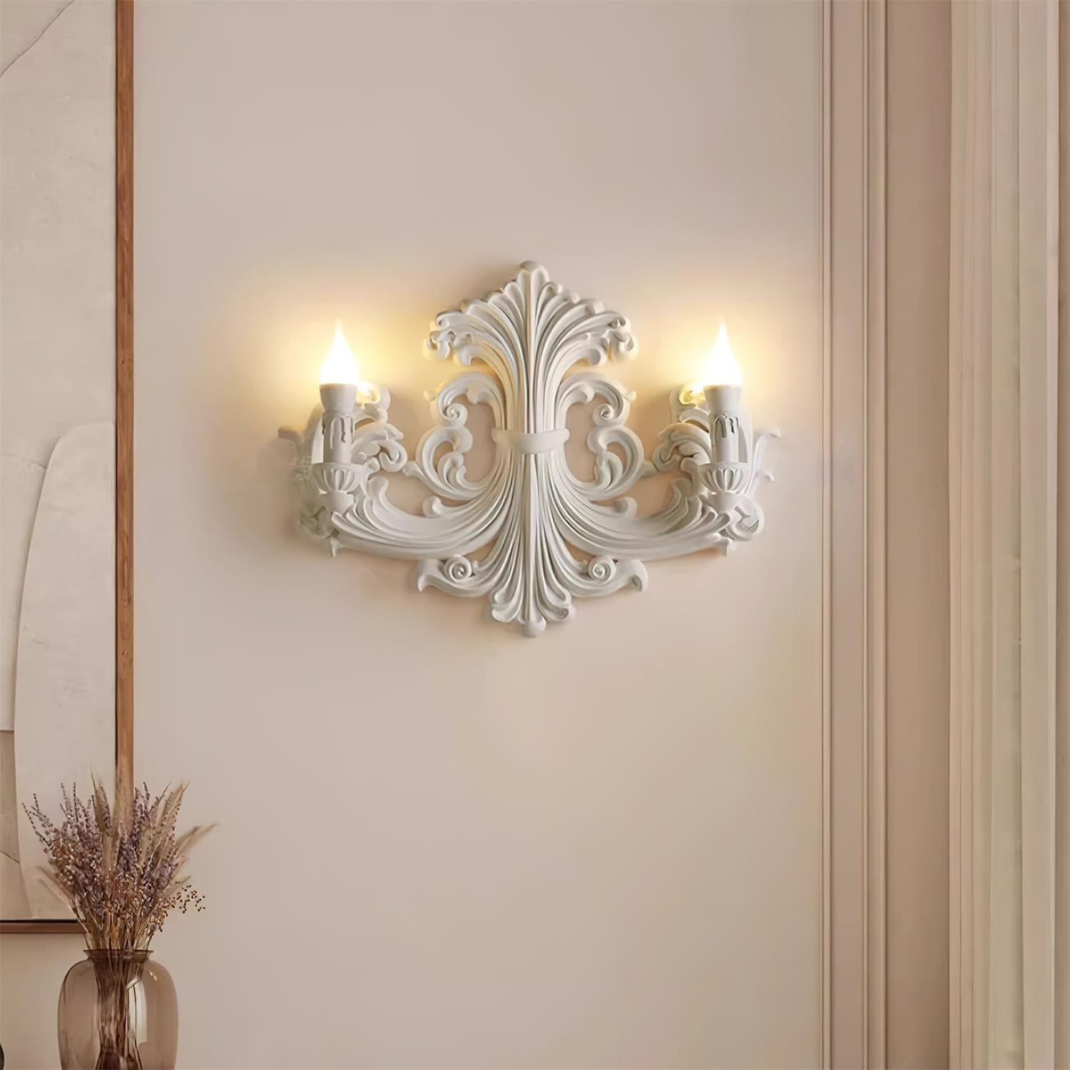 Wall Lamp Sculptural Plaster Candle Arms Uplighting Elegant - Letslighting