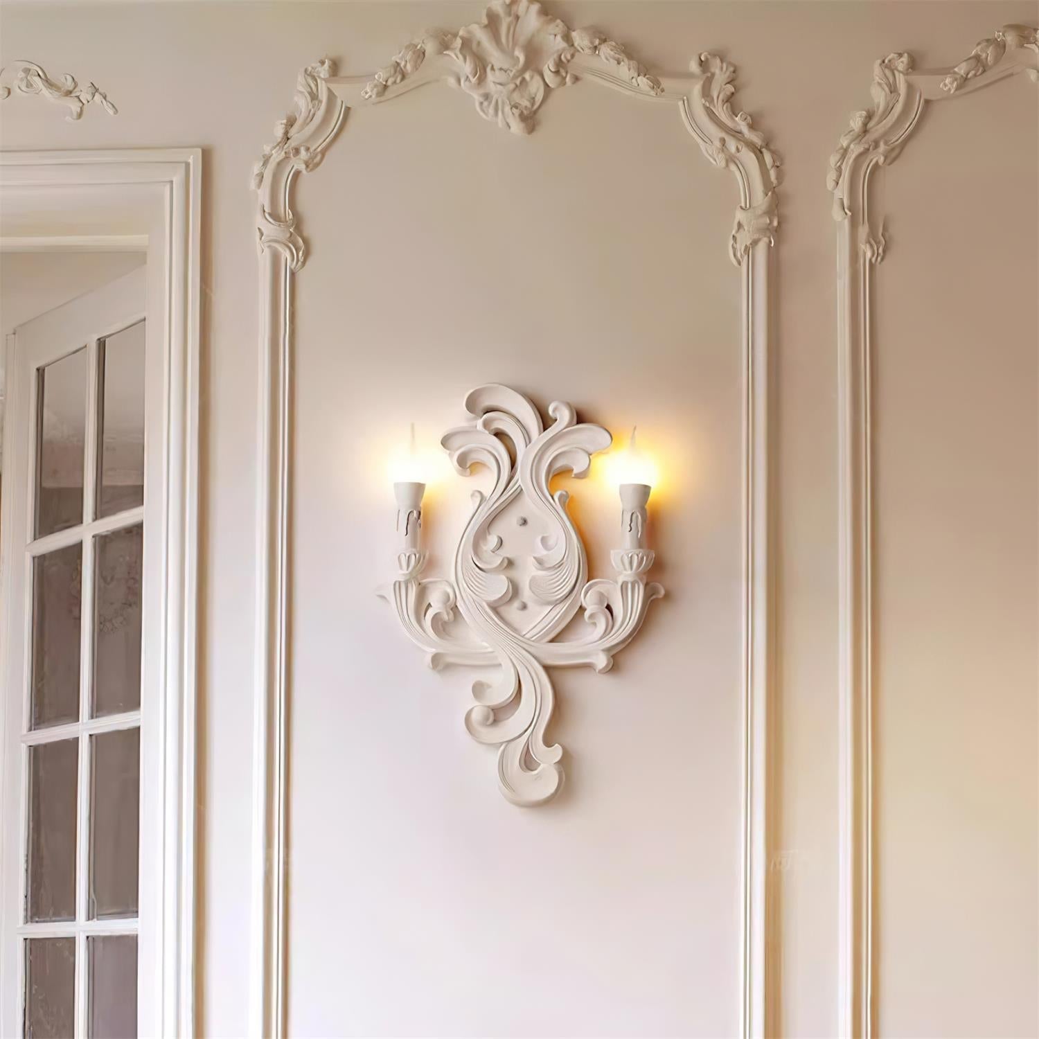 Wall Lamp Sculptural Plaster Candle Arms Uplighting Elegant - Letslighting
