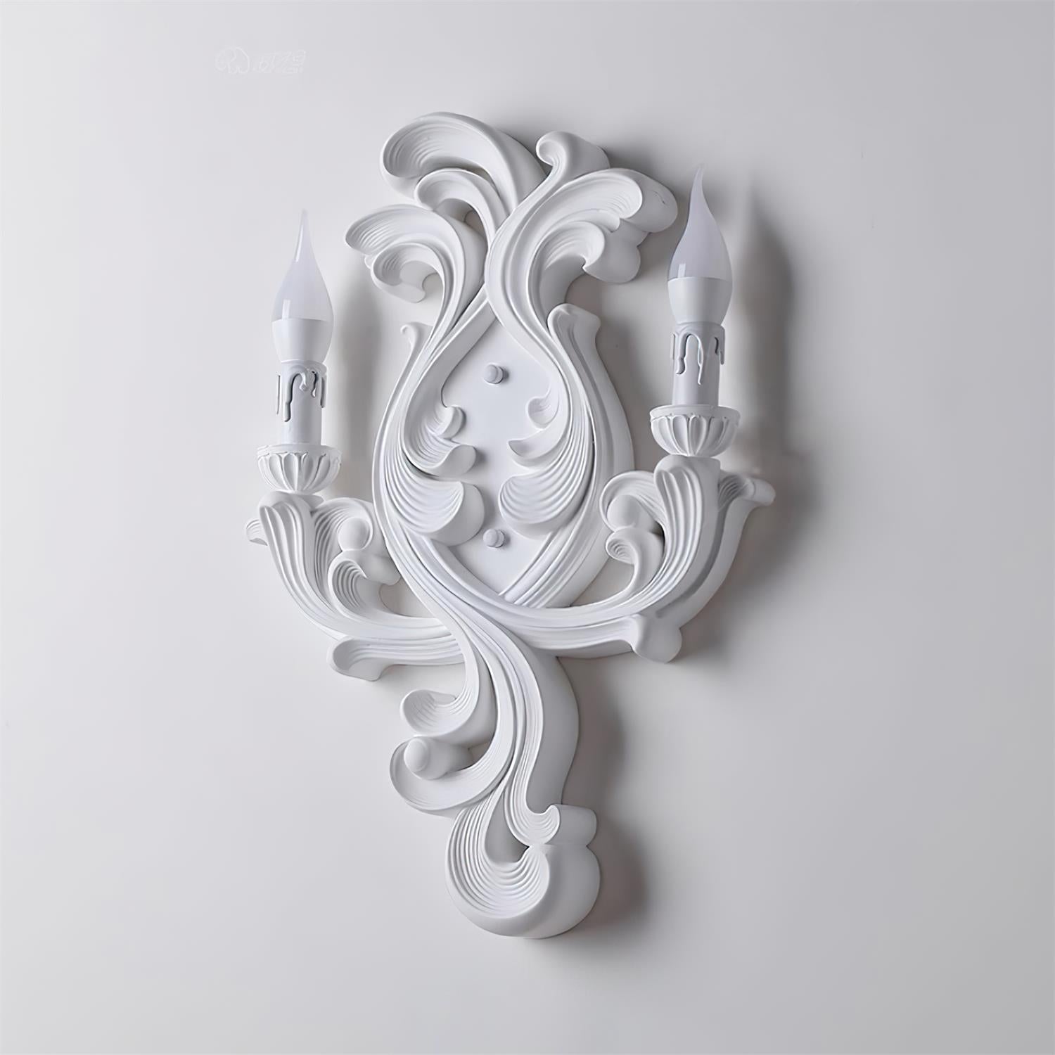Wall Lamp Sculptural Plaster Candle Arms Uplighting Elegant - Letslighting